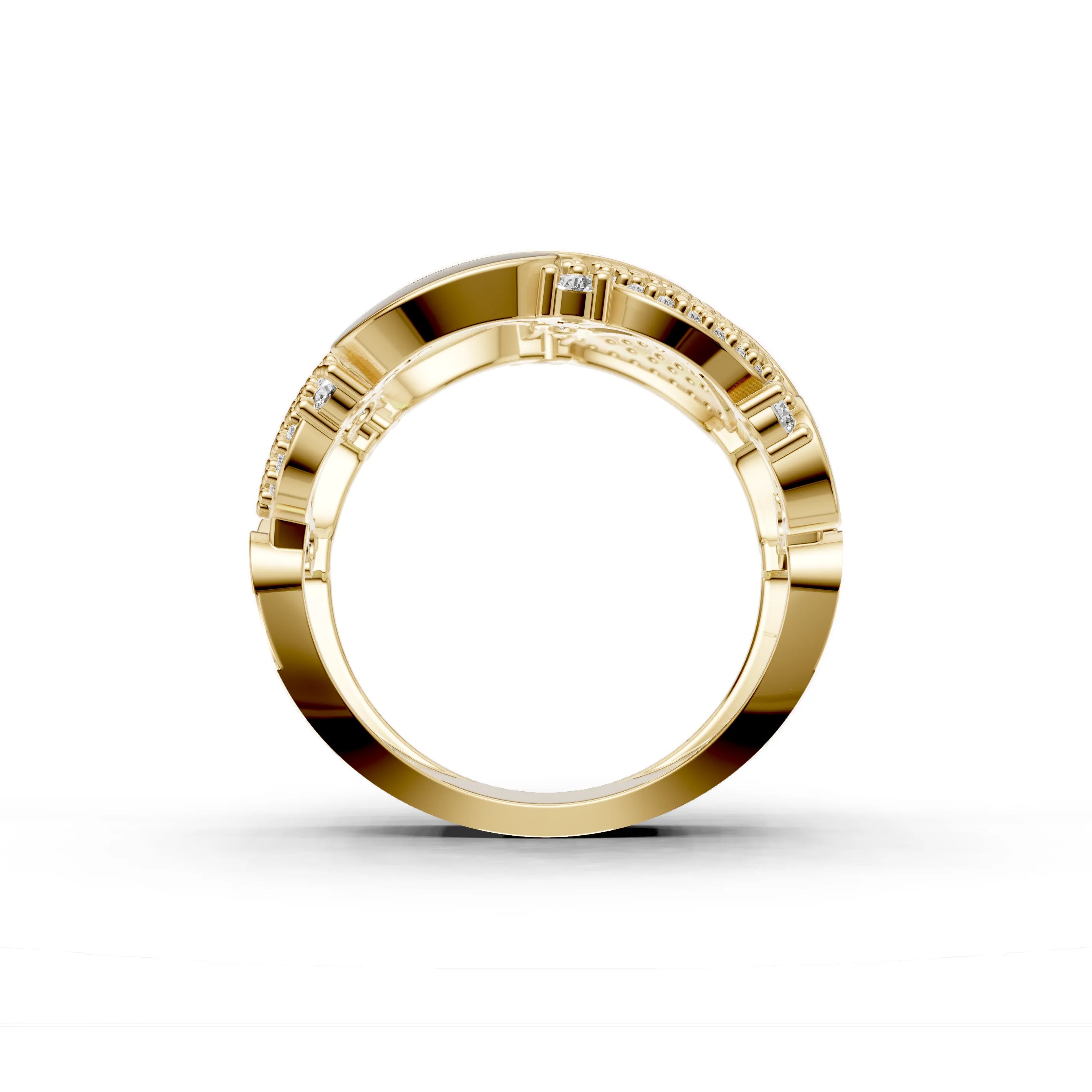 Pargold Solid Gold Golden Mosaic Luxe Ring -Gold_Diamond_Diamond_Static_Gold