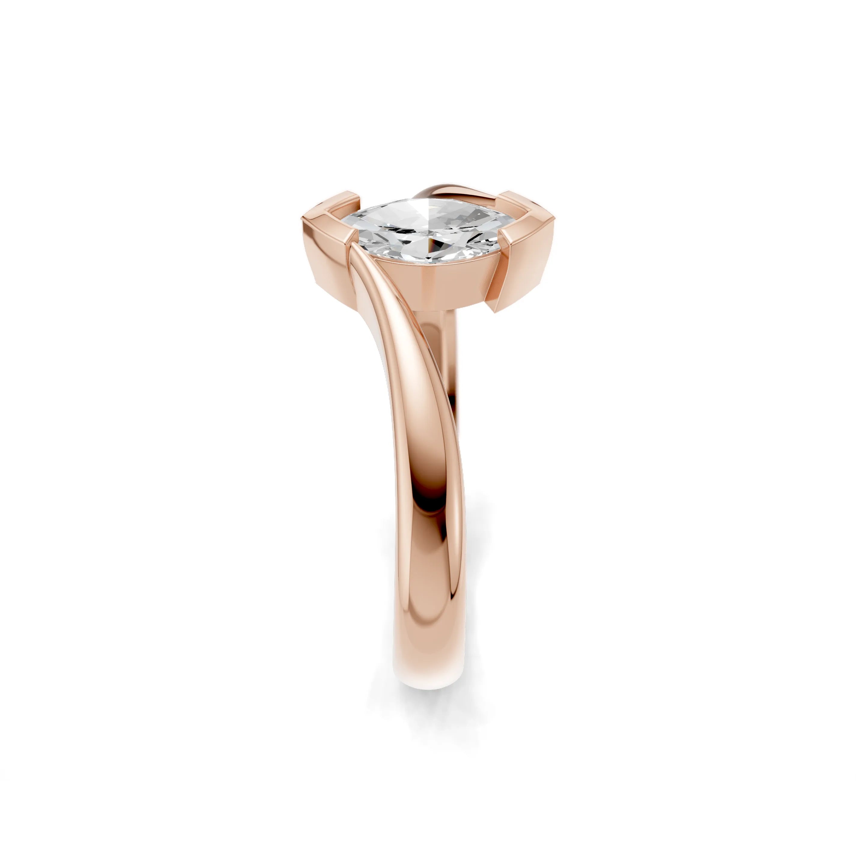 Pargold Solid Gold Marquise Horizon Ring -Rose_Diamond_Static_Rose