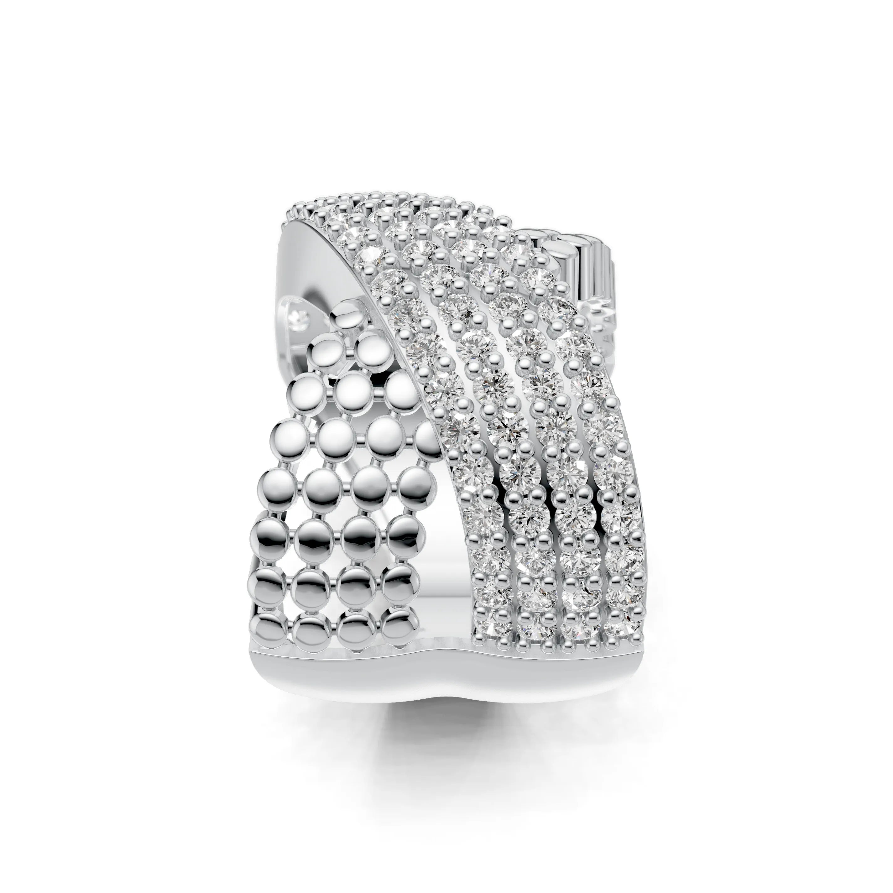 Pargold Solid Gold Golden Crossroads Ring -Silver_Diamond_Diamond_Static_Silver