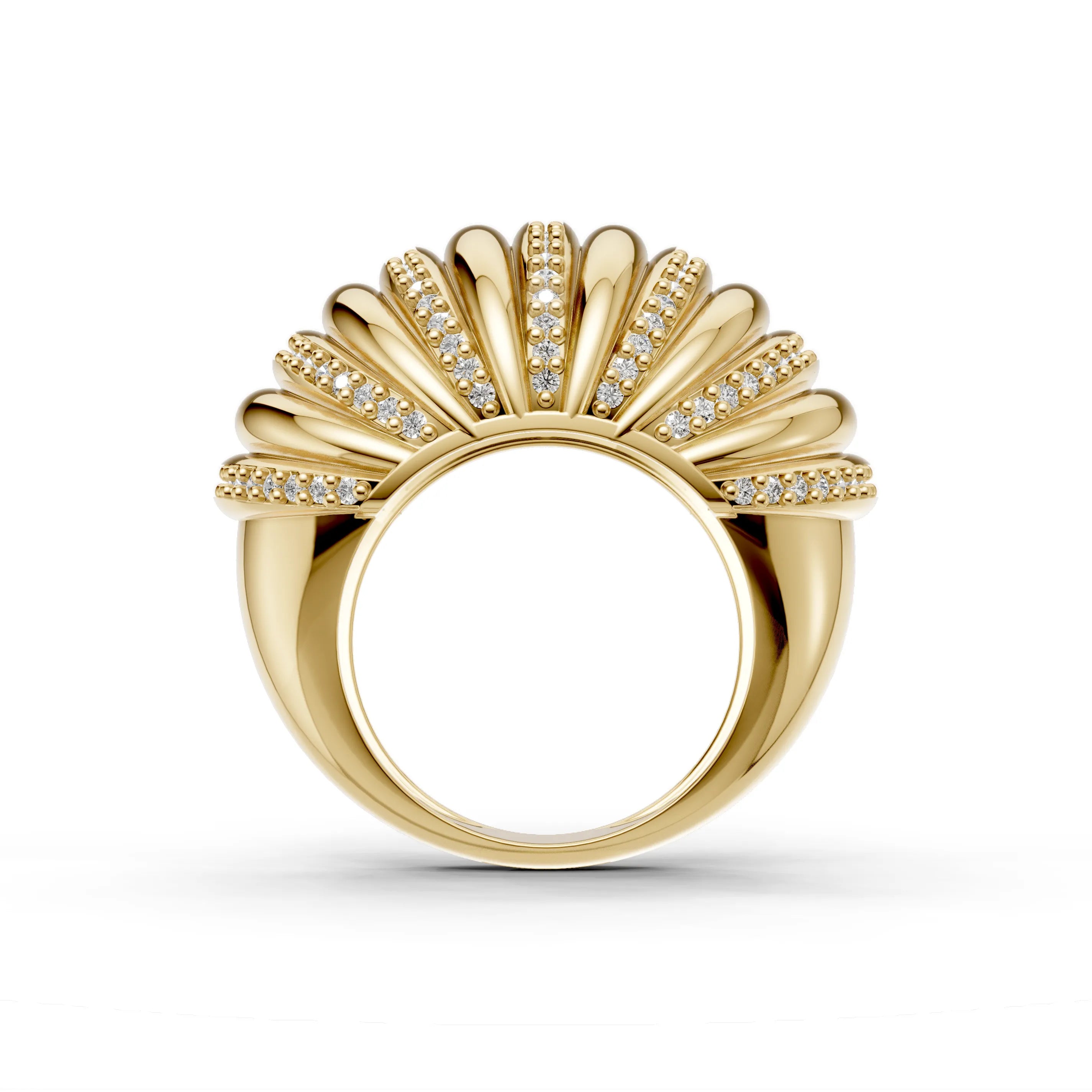 Pargold Solid Gold Gilded Embrace Ornate Ring -Gold_Diamond_Diamond_Static_Gold