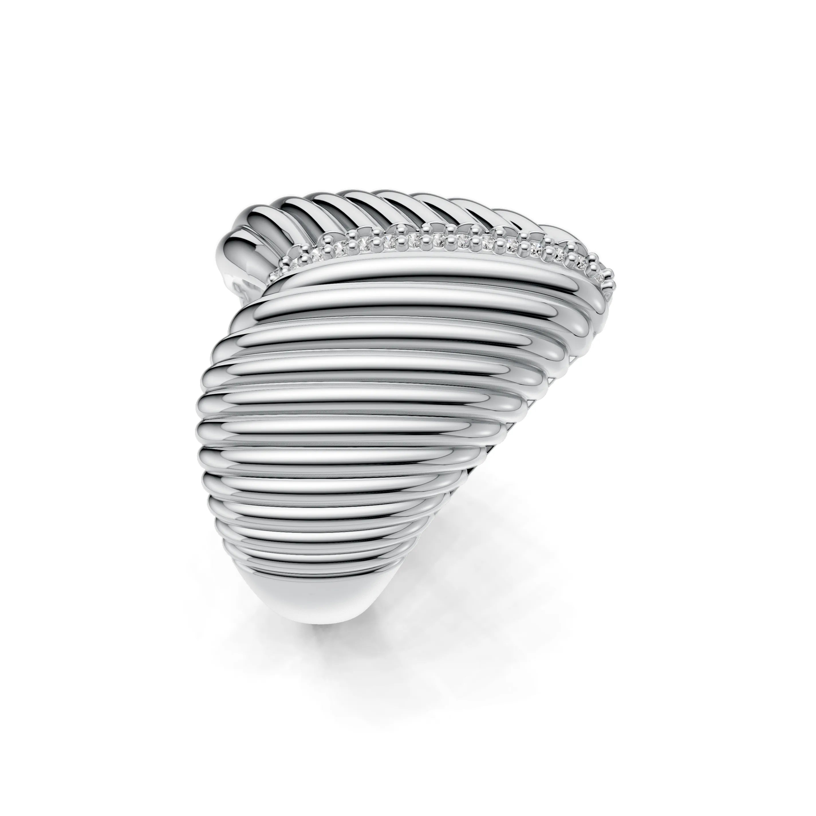 Pargold Solid Gold Radiant Ridges Fancy Ring -Silver_Diamond_Diamond_Static_Silver