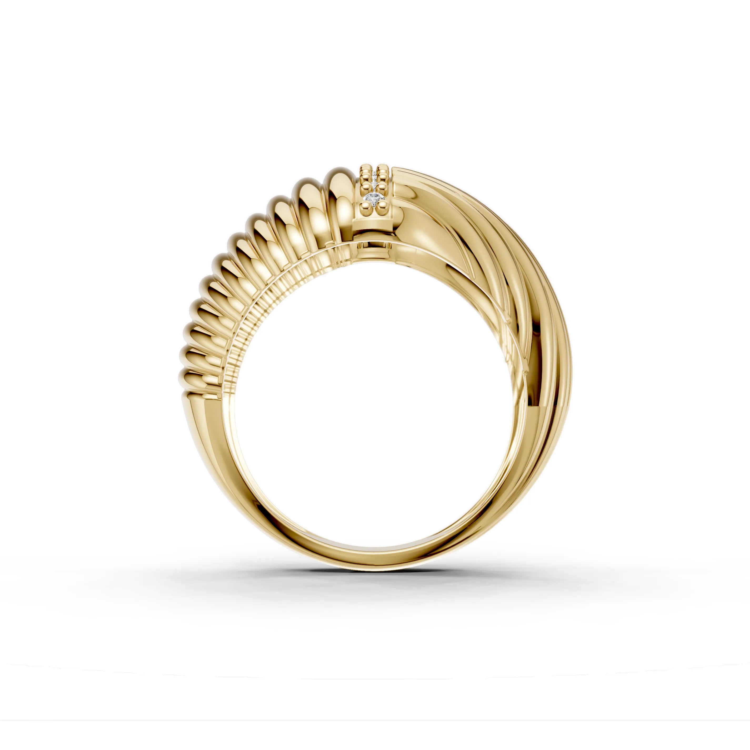 Pargold Solid Gold Radiant Ridges Fancy Ring -Gold_Diamond_Diamond_Static_Gold