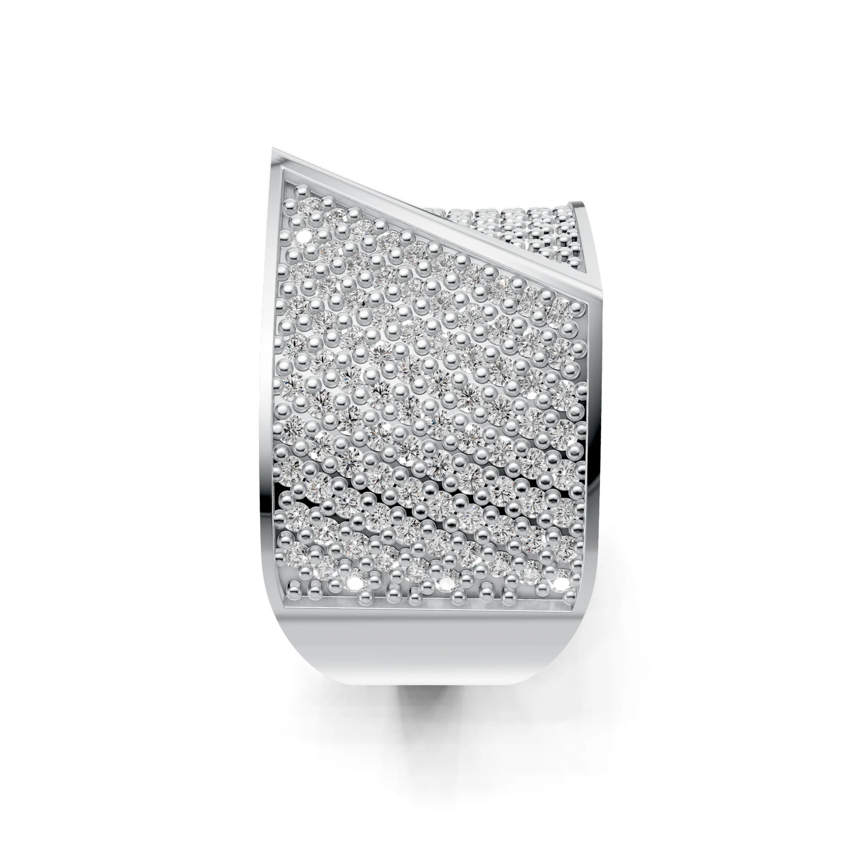 Pargold Solid Gold Grandiose Glint Geometric Ring -Silver_Diamond_Diamond_Static_Silver