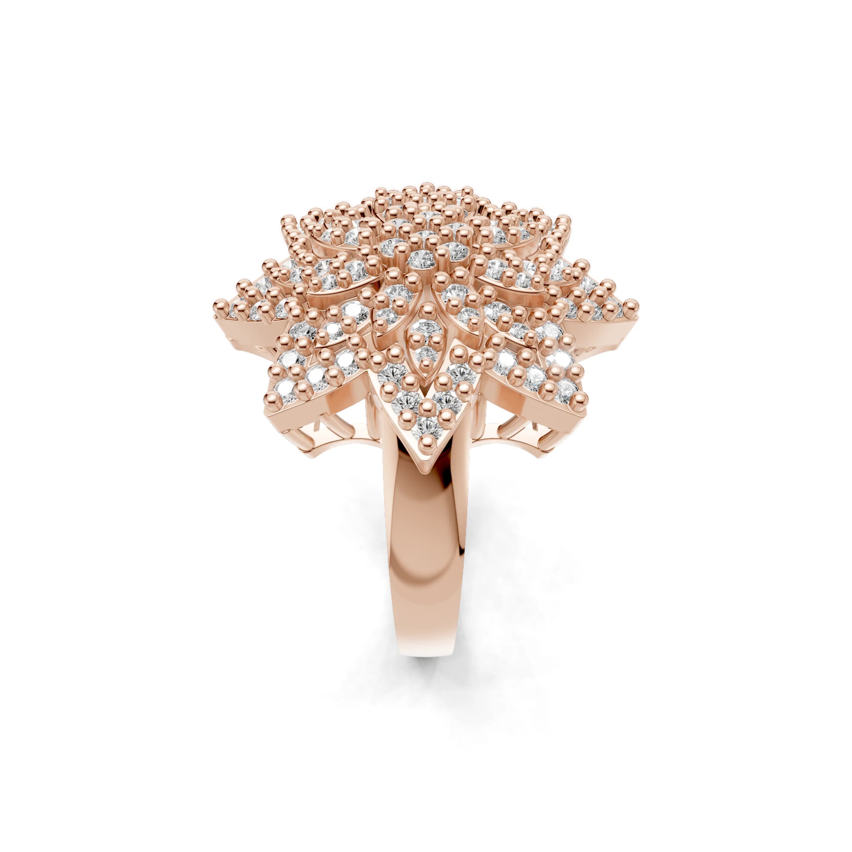 Pargold Solid Gold Gilded Blossom Ring -Rose_Diamond_Diamond_Static_Rose