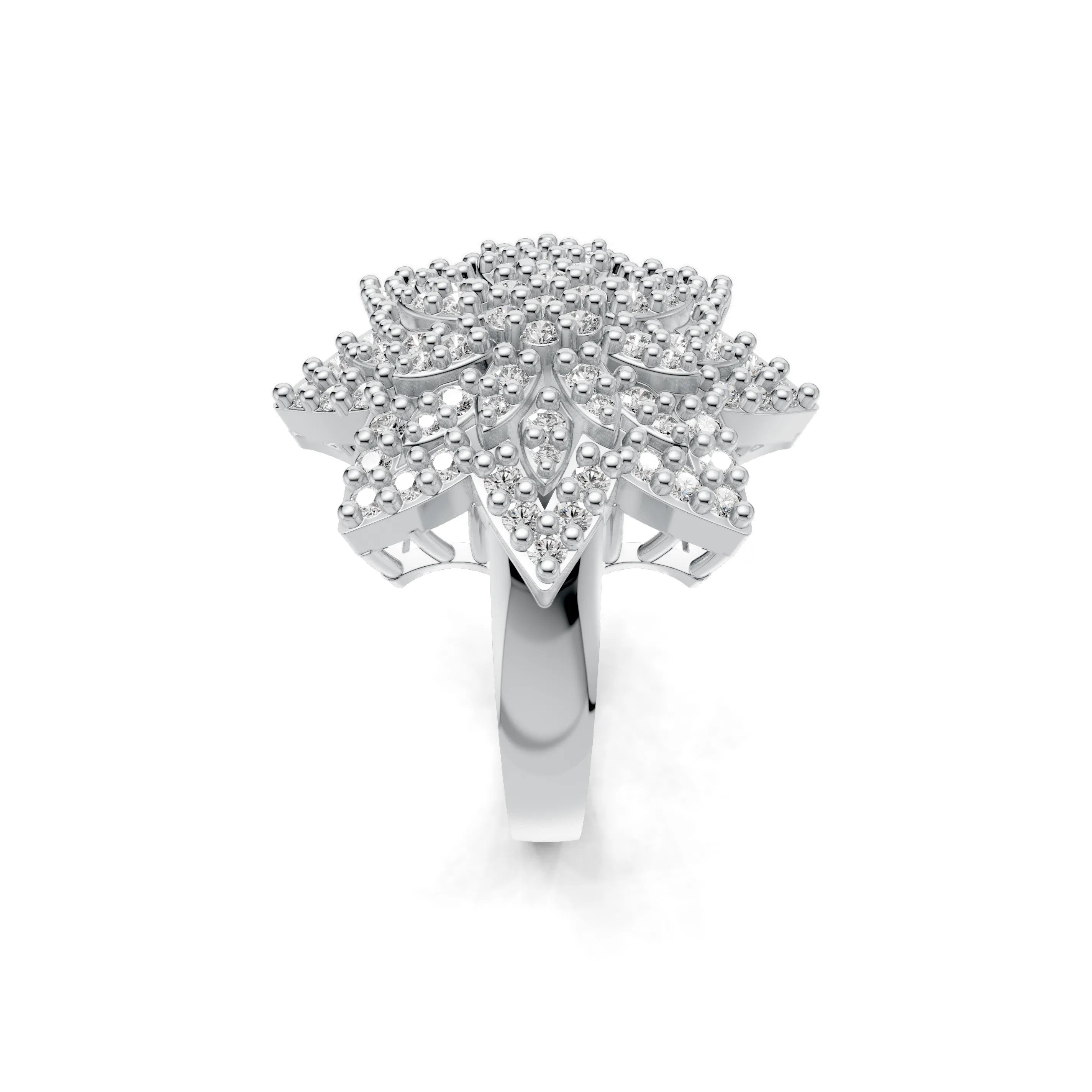 Pargold Solid Gold Gilded Blossom Ring -Silver_Diamond_Diamond_Static_Silver