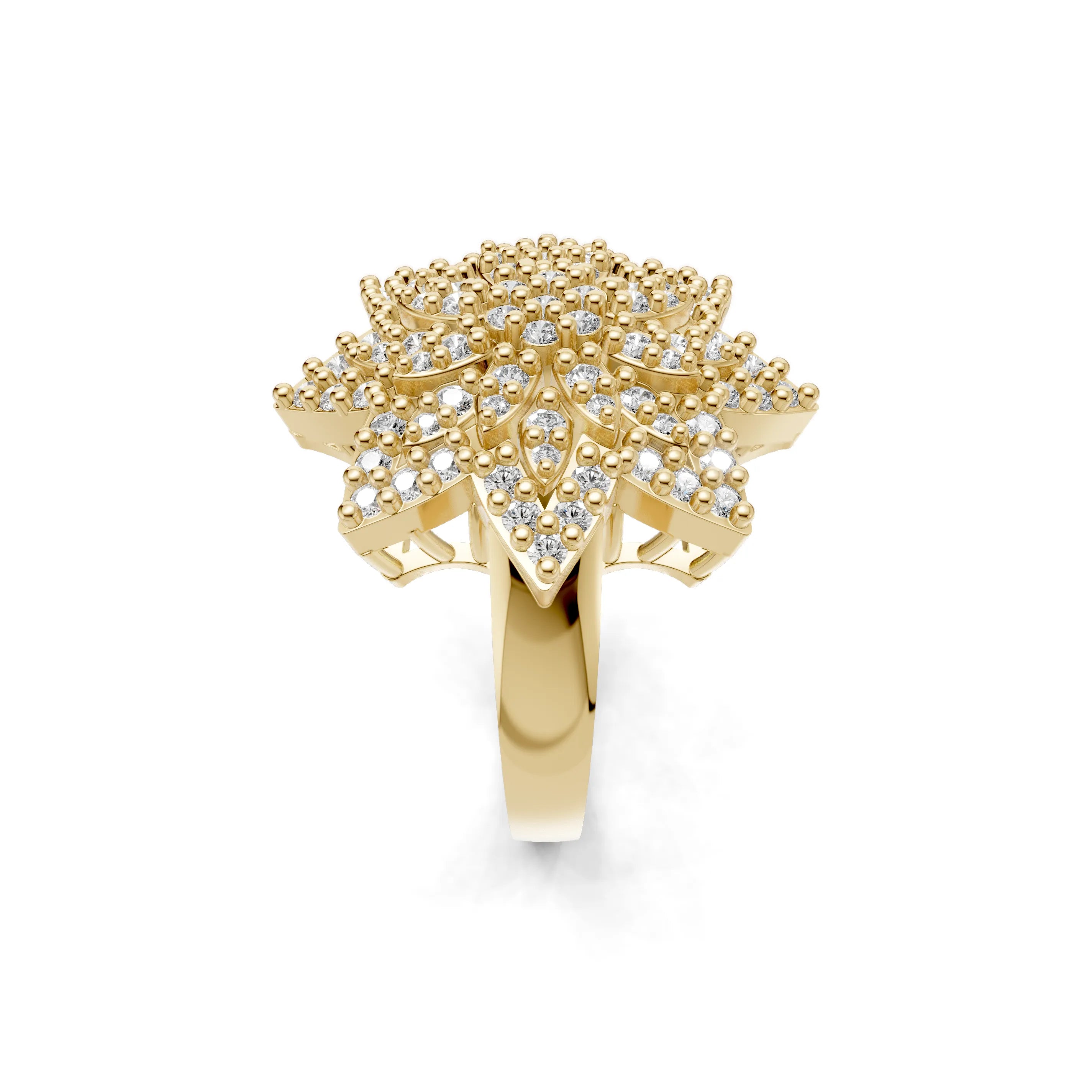 Pargold Solid Gold Gilded Blossom Ring -Gold_Diamond_Diamond_Static_Gold