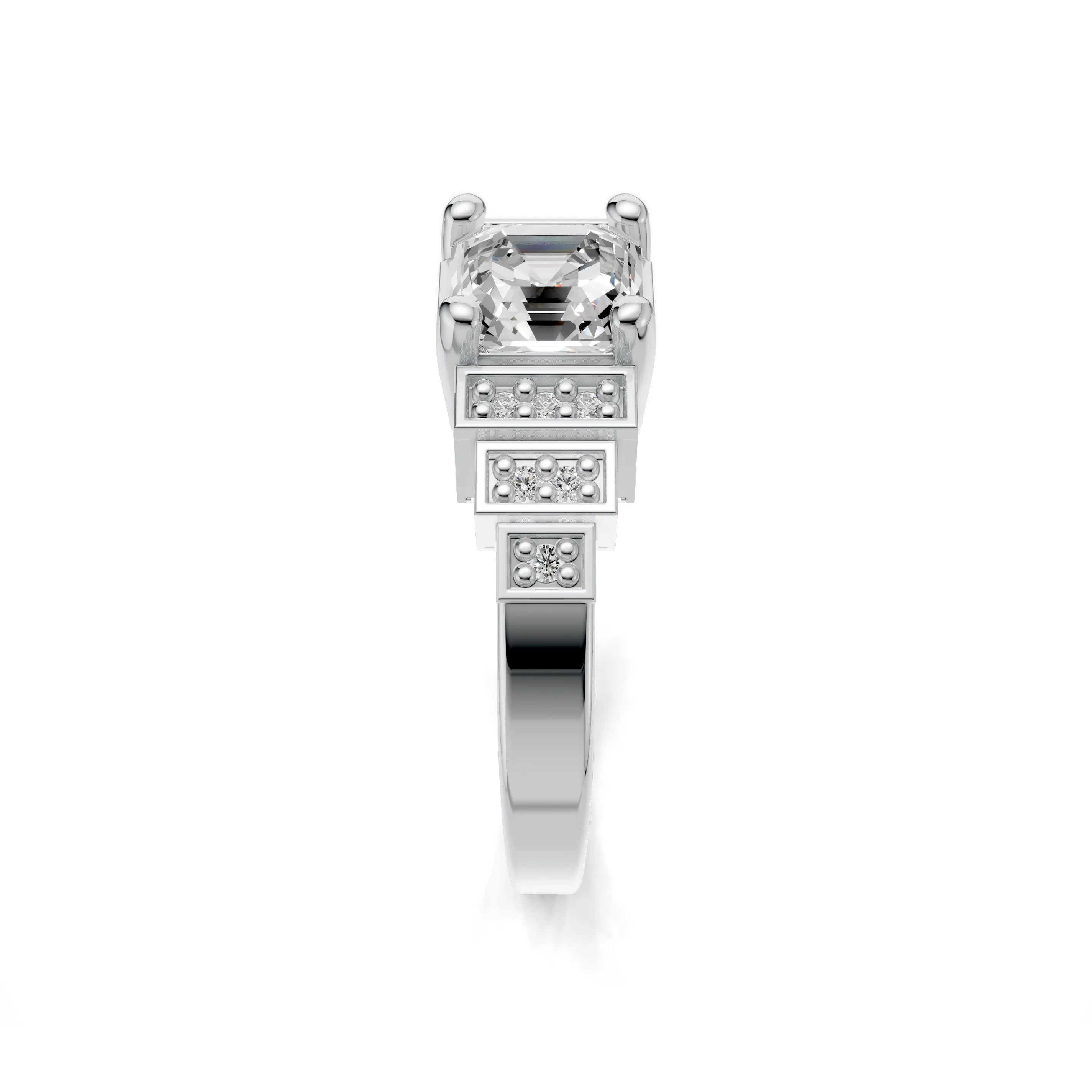 Pargold Solid Gold Regal Radiance Ring -Silver_Diamond_Diamond_Static_Silver