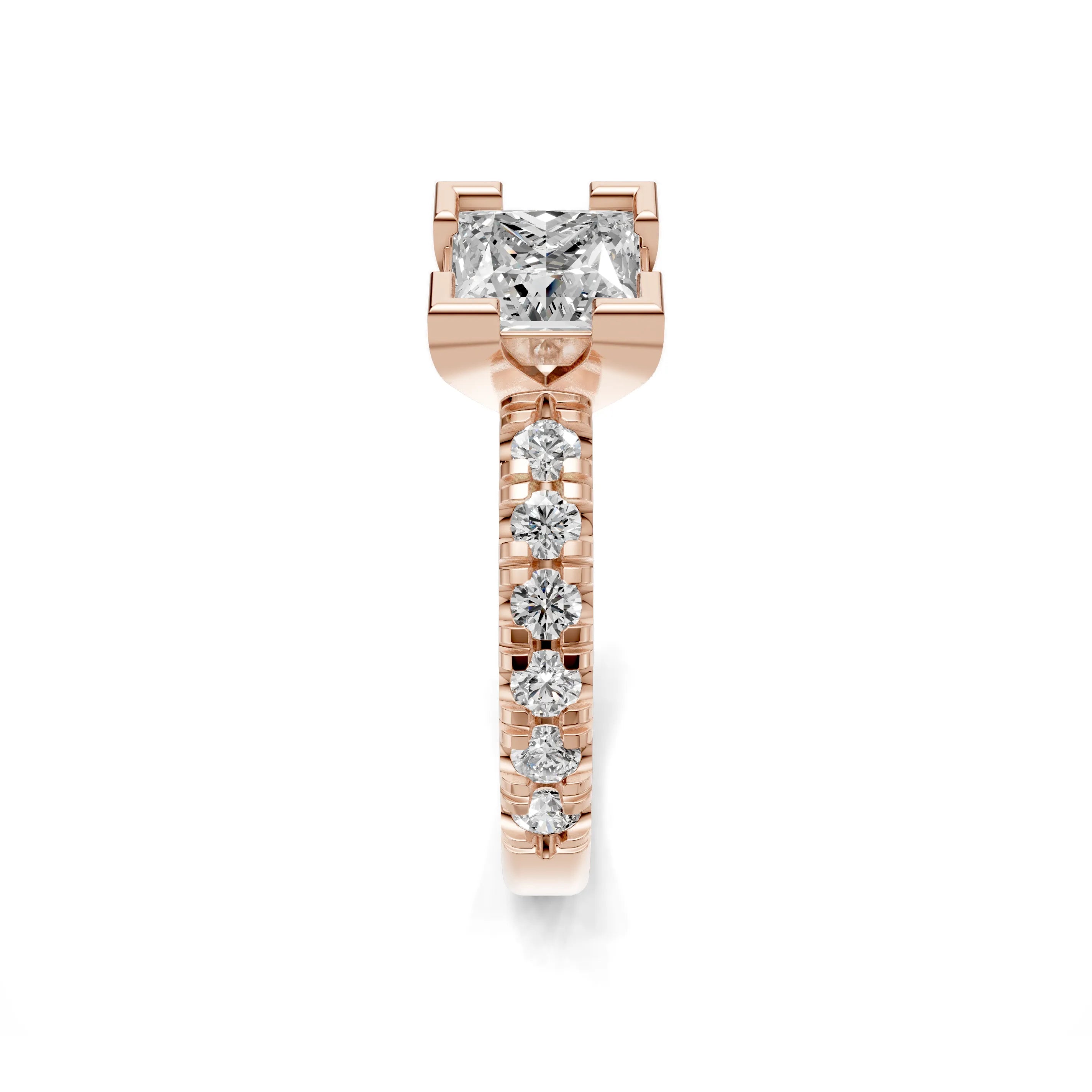 Pargold Solid Gold Square Pav√© Elegance Ring -Rose_Diamond_Diamond_Static_Rose