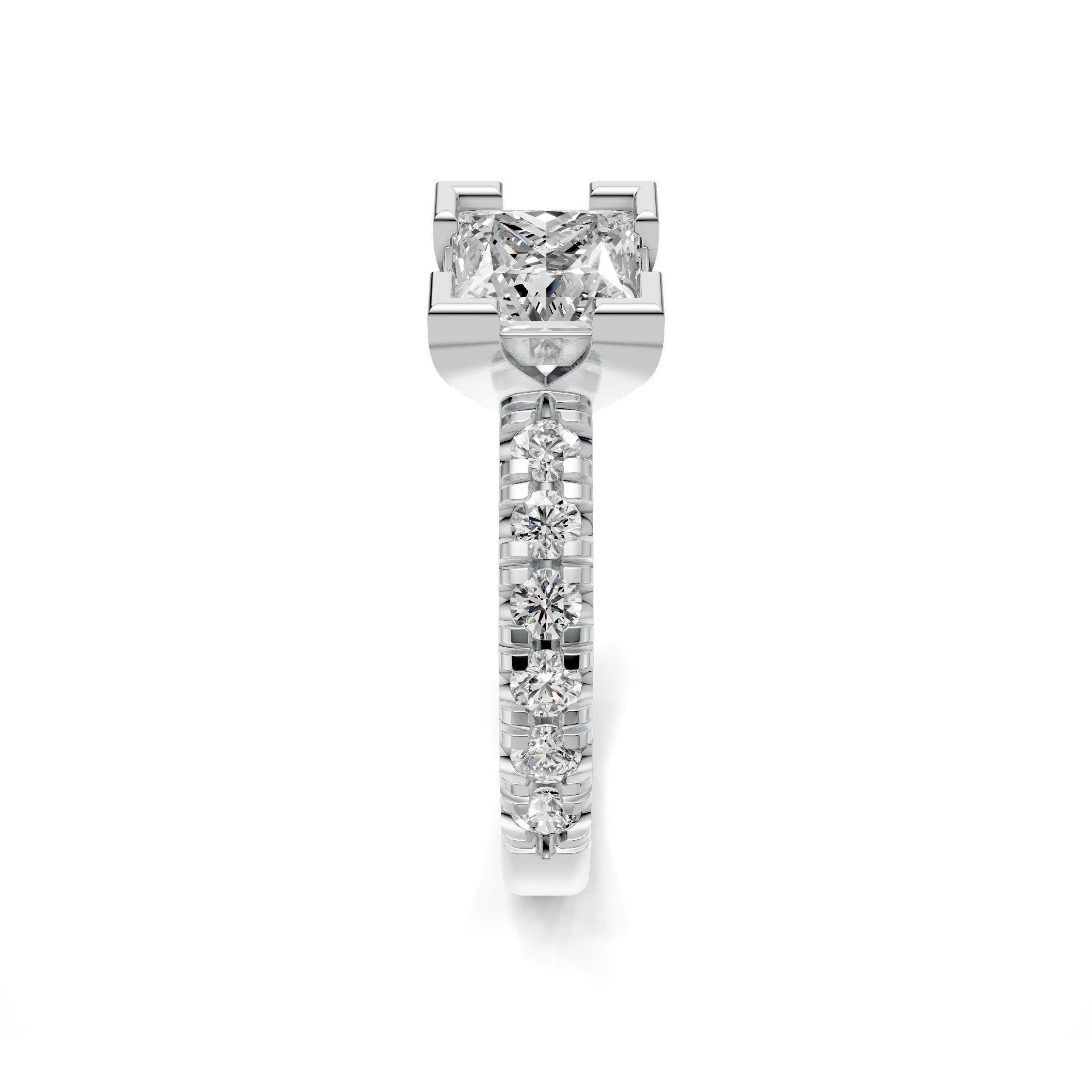 Pargold Solid Gold Square Pav√© Elegance Ring -Silver_Diamond_Diamond_Static_Silver