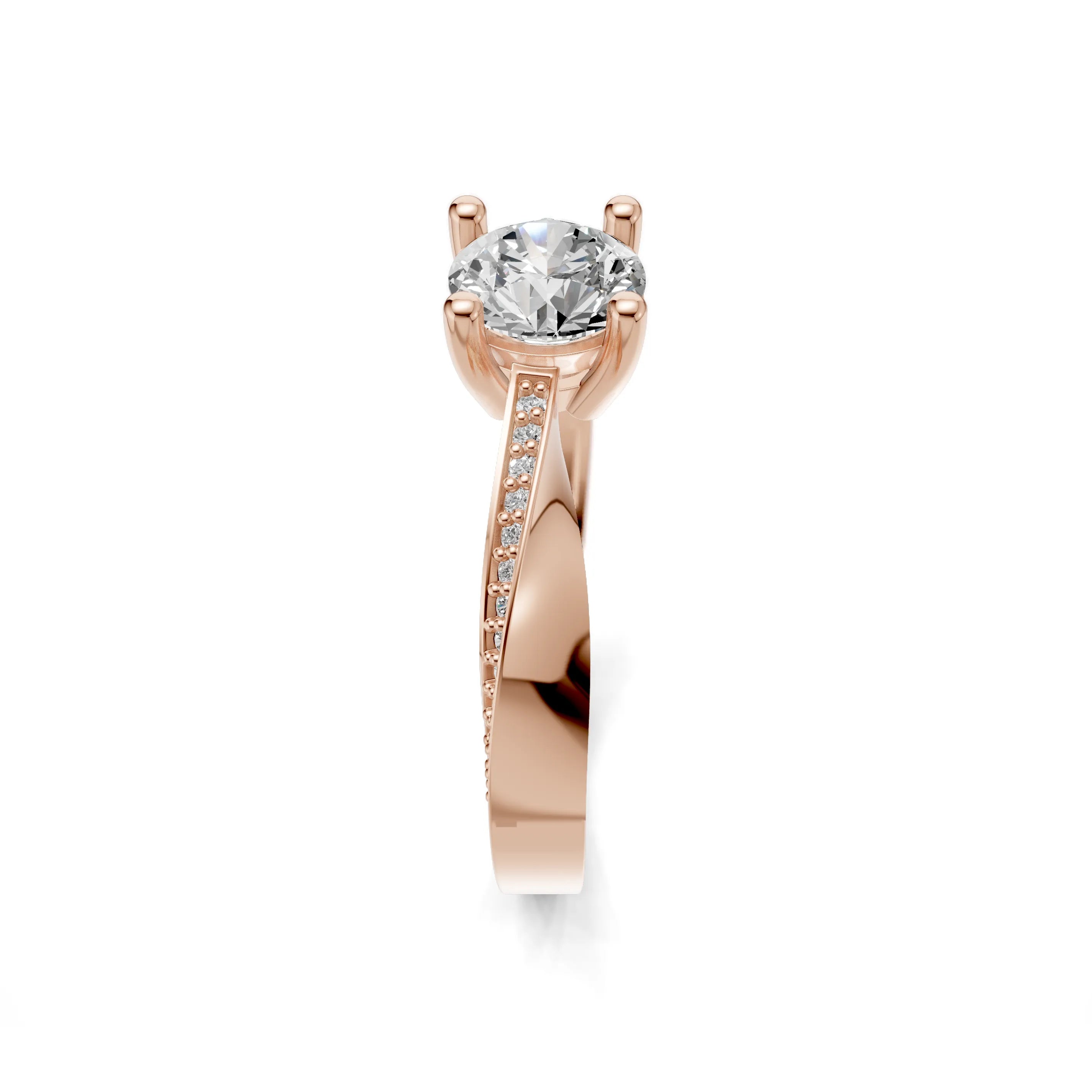 Pargold Solid Gold Lumina Pave Accent Gemstone Ring -Rose_Diamond_Diamond_Static_Rose