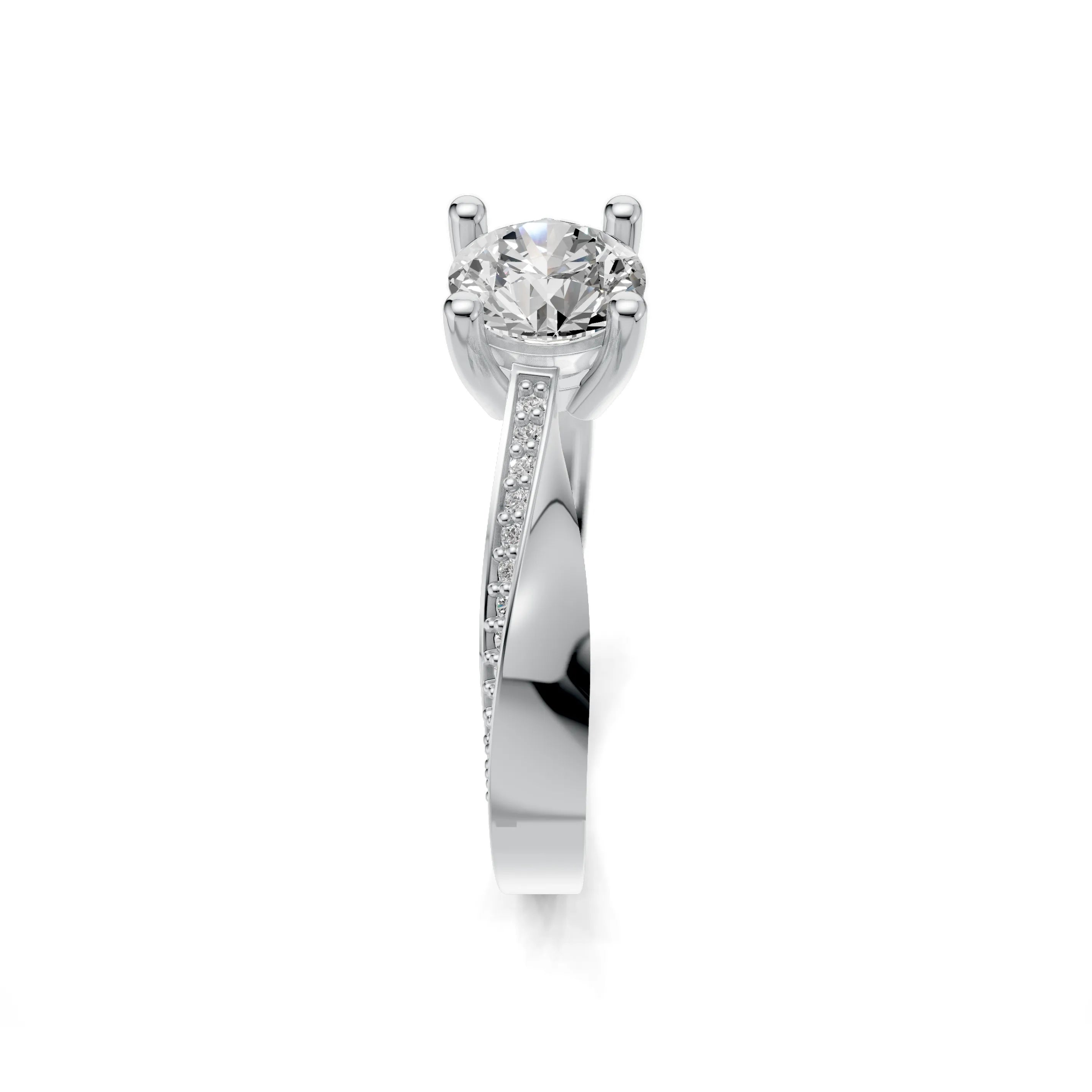 Pargold Solid Gold Lumina Pave Accent Gemstone Ring -Silver_Diamond_Diamond_Static_Silver