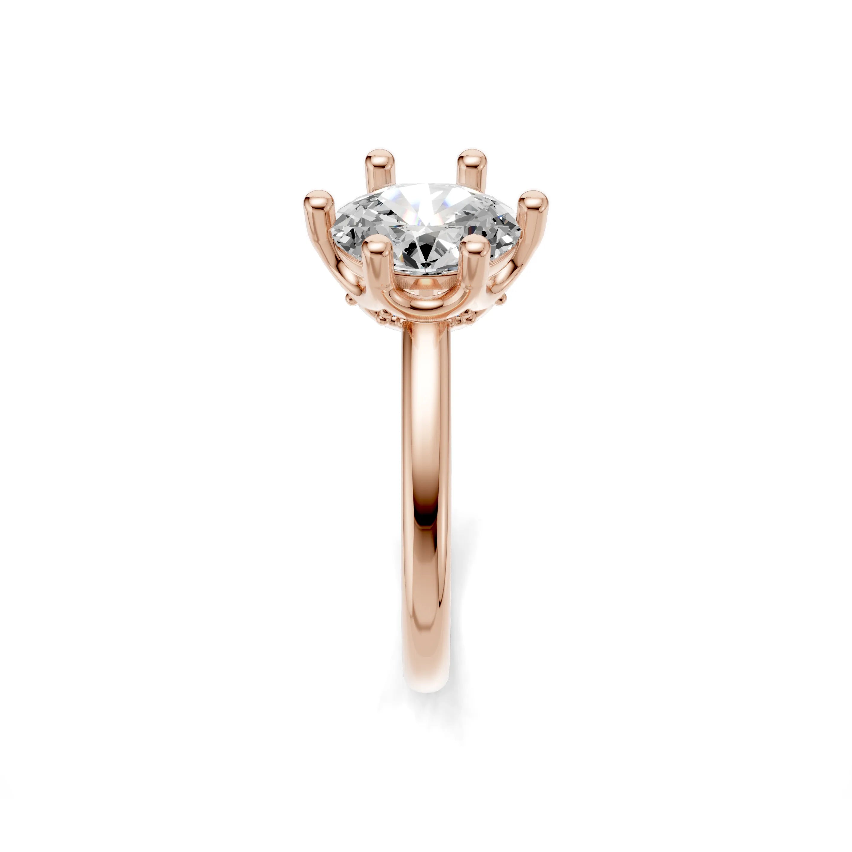 Pargold Solid Gold Soleil Classic Solitaire Gemstone Ring -Rose_Diamond_Static_Rose