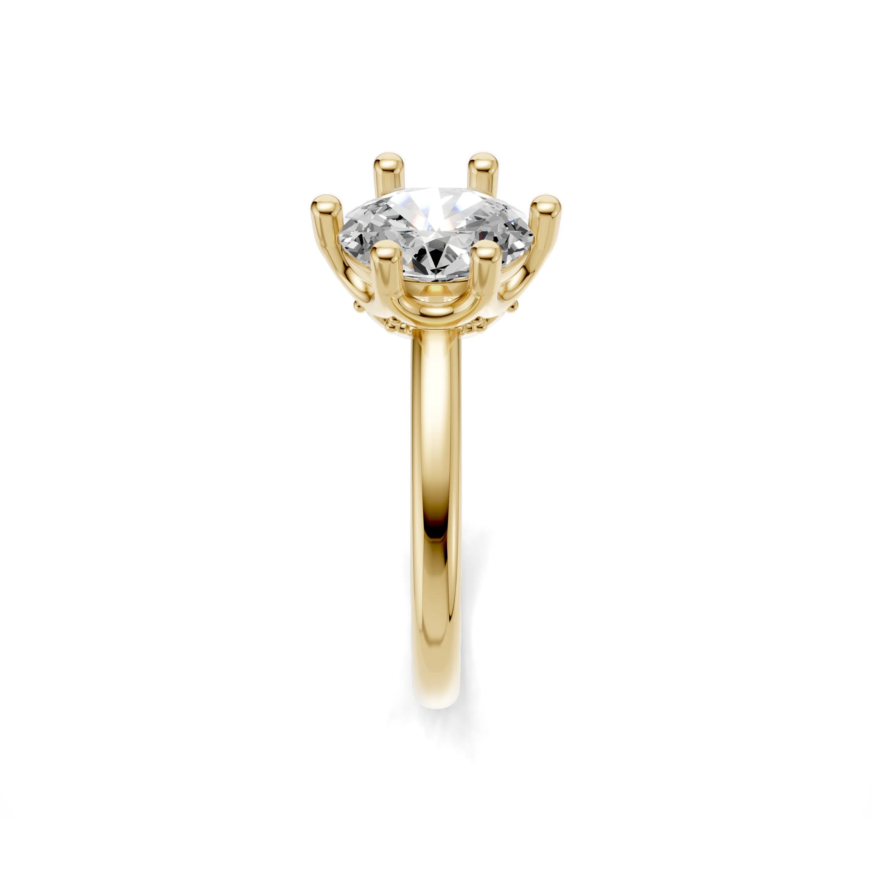 Pargold Solid Gold Soleil Classic Solitaire Gemstone Ring -Gold_Diamond_Static_Gold