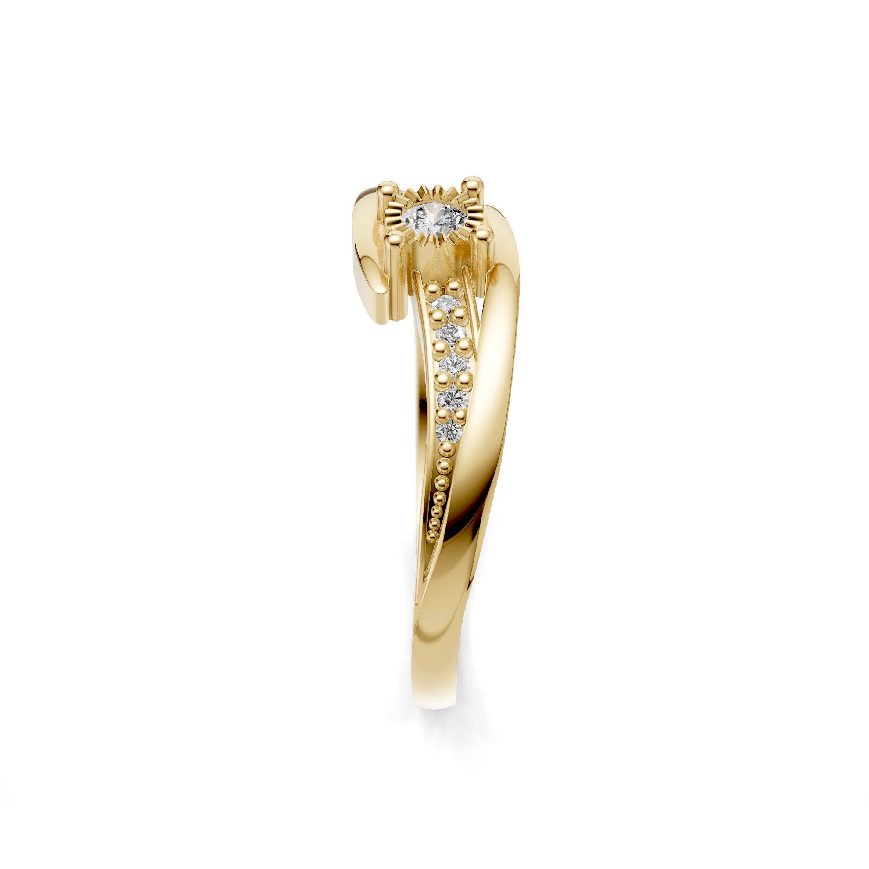 Pargold Solid Gold Harmony Cross-Over Gemstone Ring -Gold_Diamond_Diamond_Static_Gold