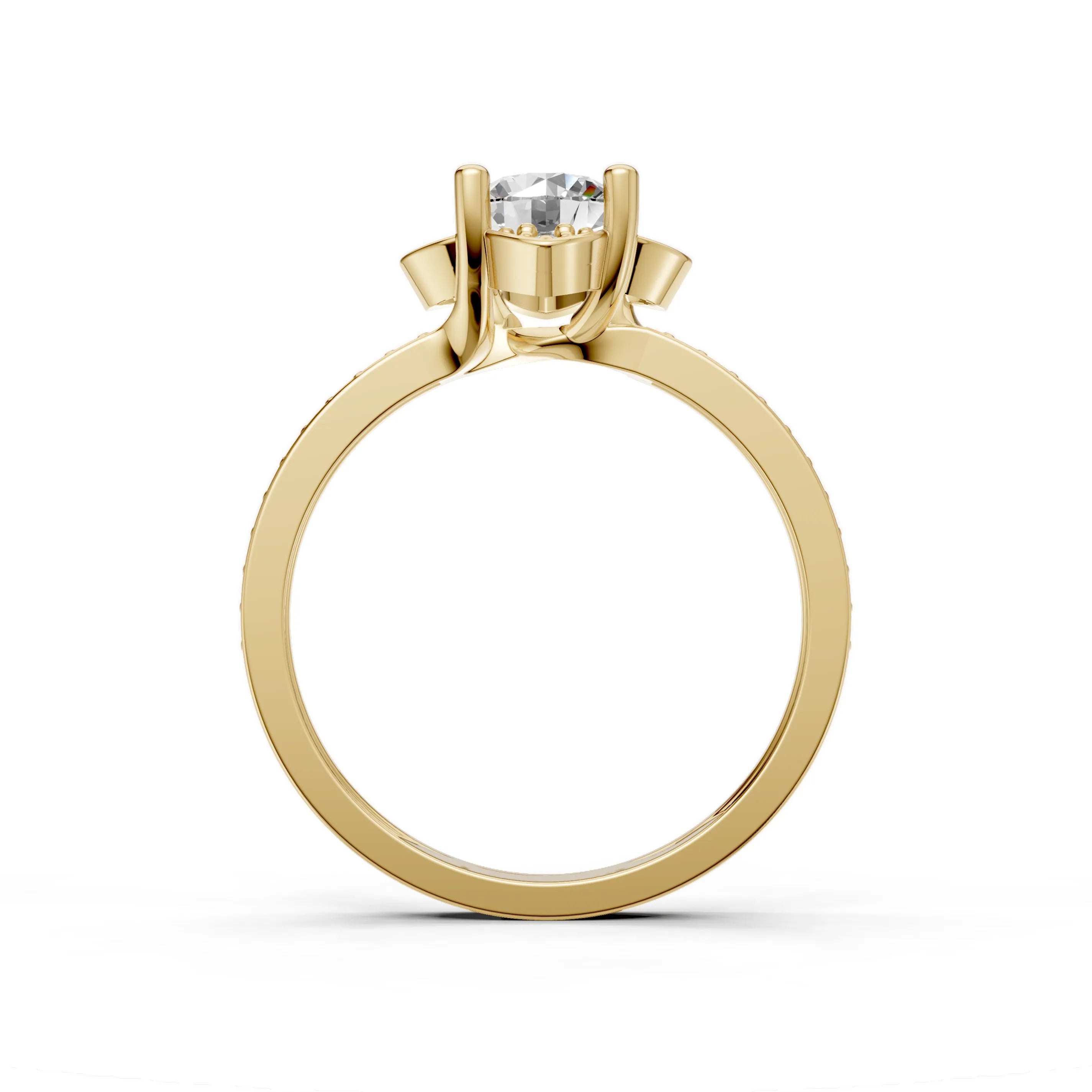 Pargold Solid Gold Floral Harmony Solitaire Ring -Gold_Diamond_Diamond_Static_Gold