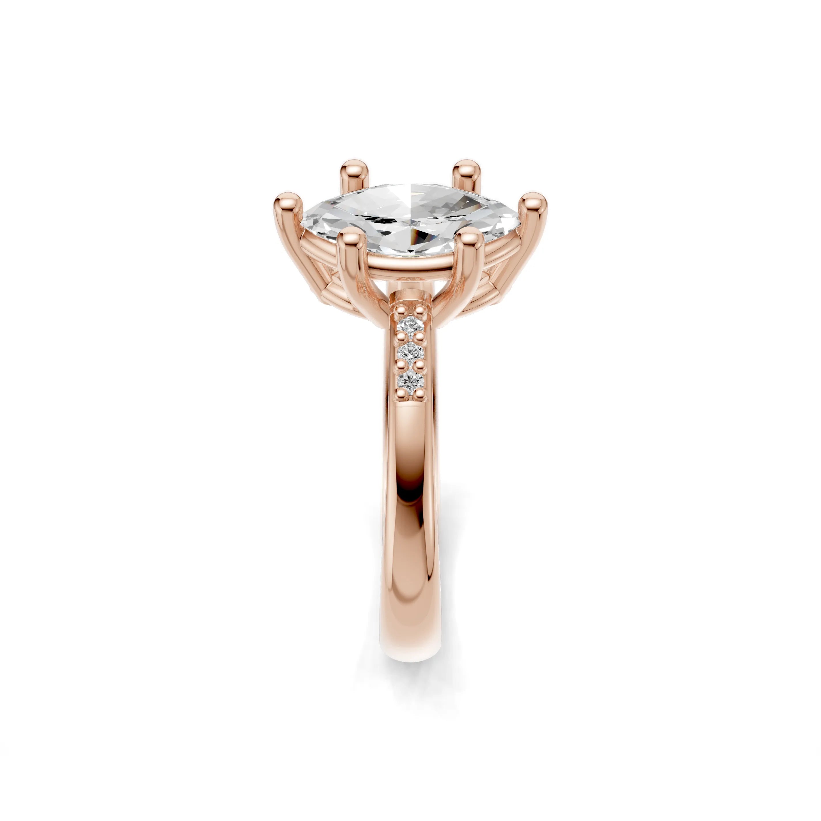 Pargold Solid Gold Marquise Majesty Gemstone Ring -Rose_Diamond_Diamond_Static_Rose