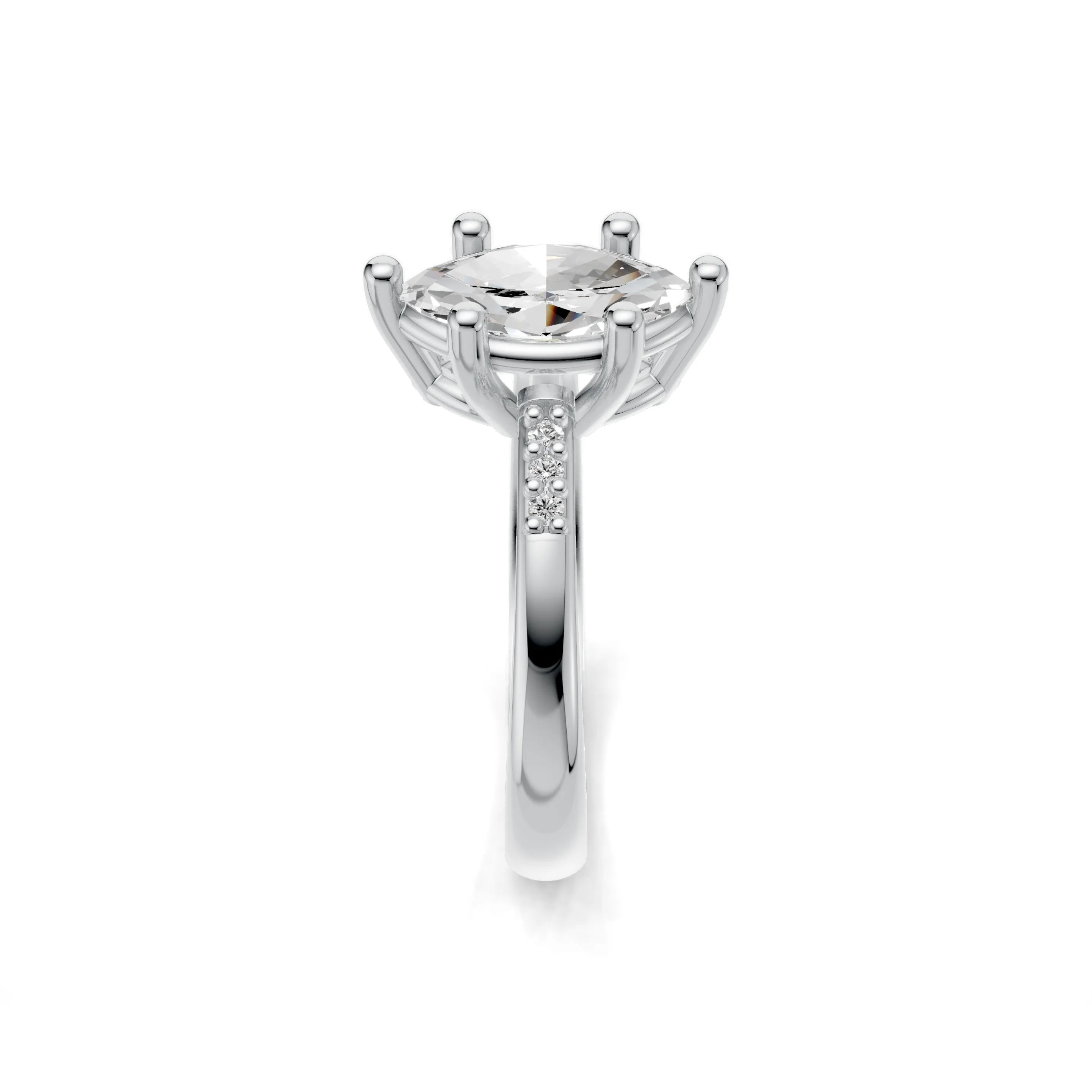 Pargold Solid Gold Marquise Majesty Gemstone Ring -Silver_Diamond_Diamond_Static_Silver