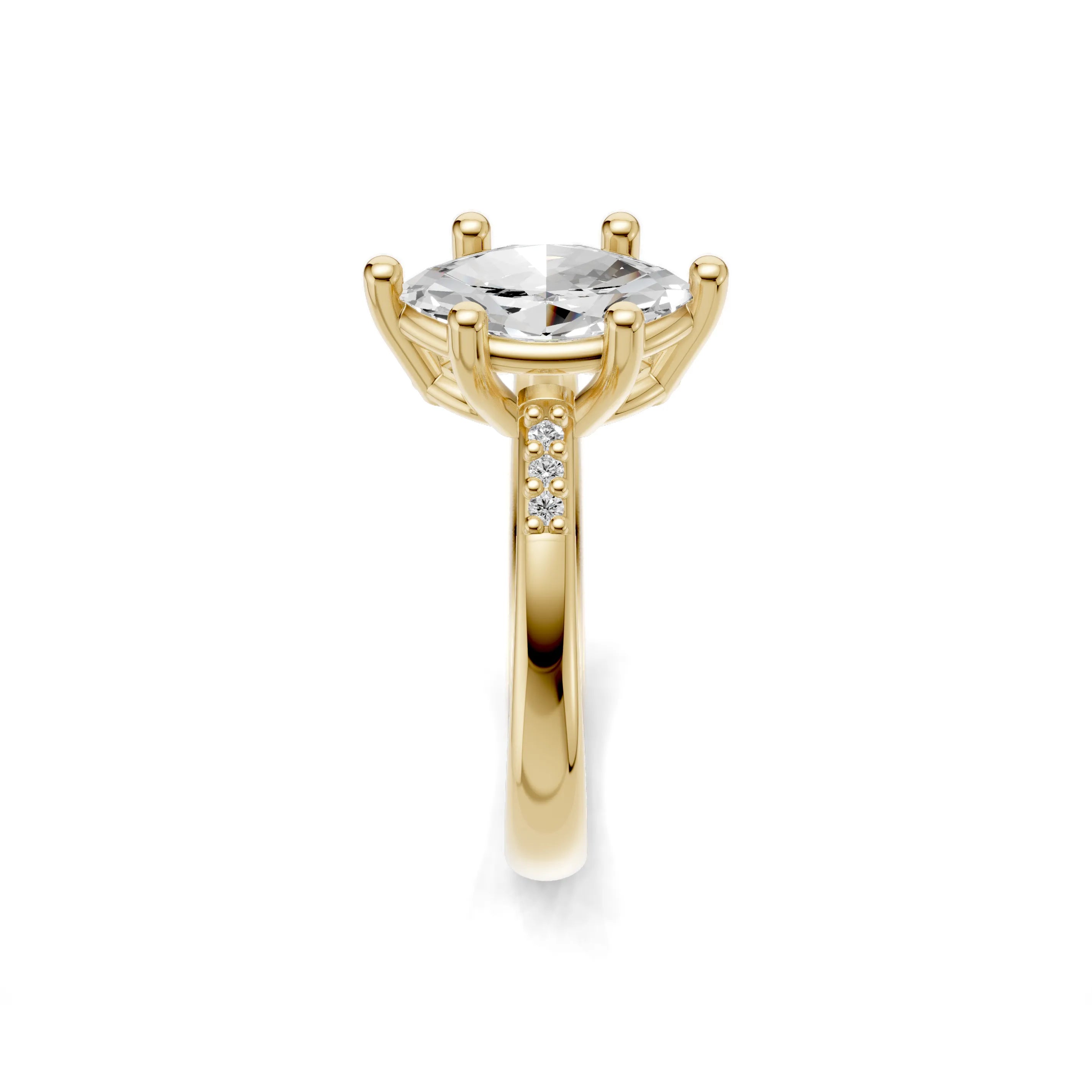 Pargold Solid Gold Marquise Majesty Gemstone Ring -Gold_Diamond_Diamond_Static_Gold