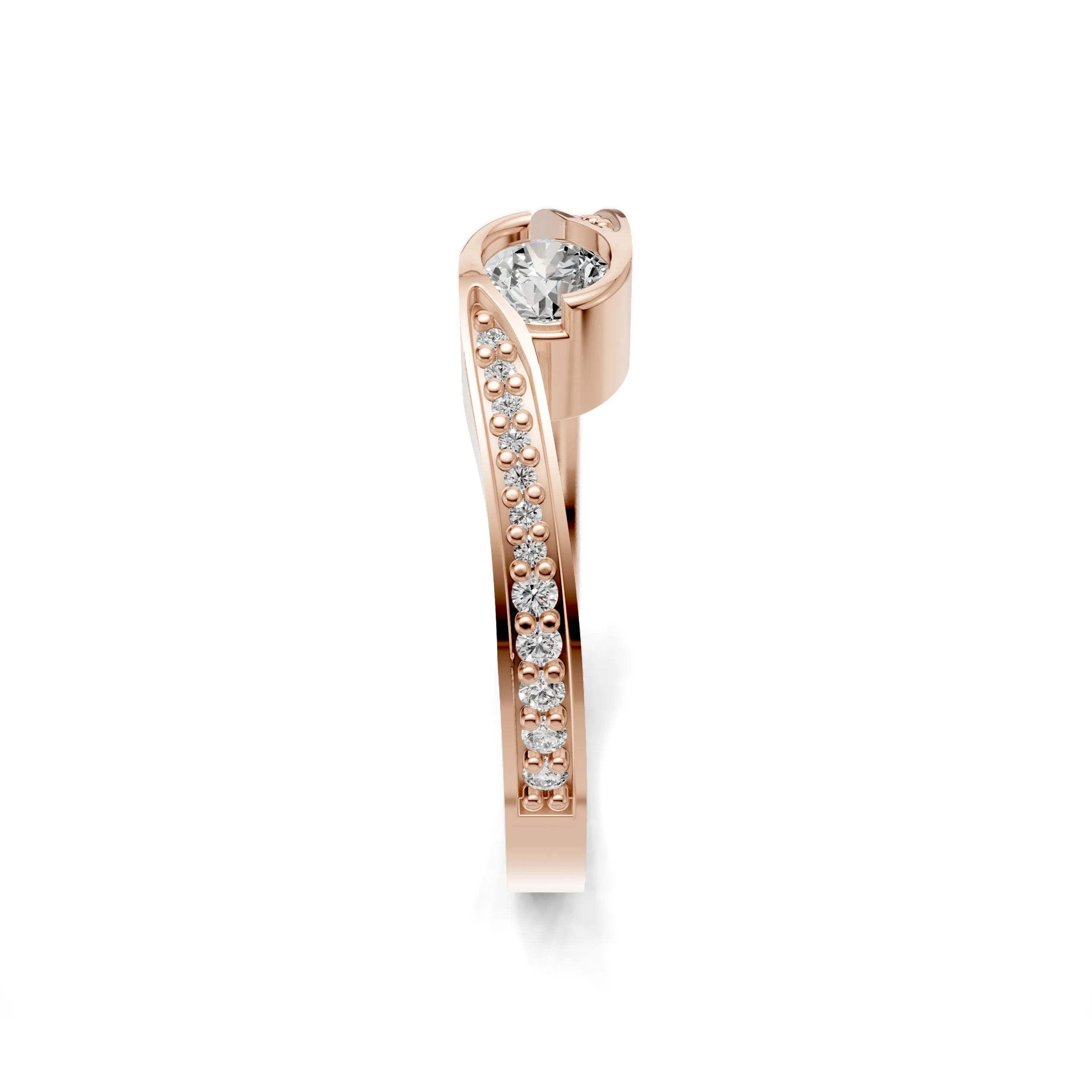 Pargold Solid Gold Radiant Clasp Solitaire Ring -Rose_Diamond_Diamond_Static_Rose