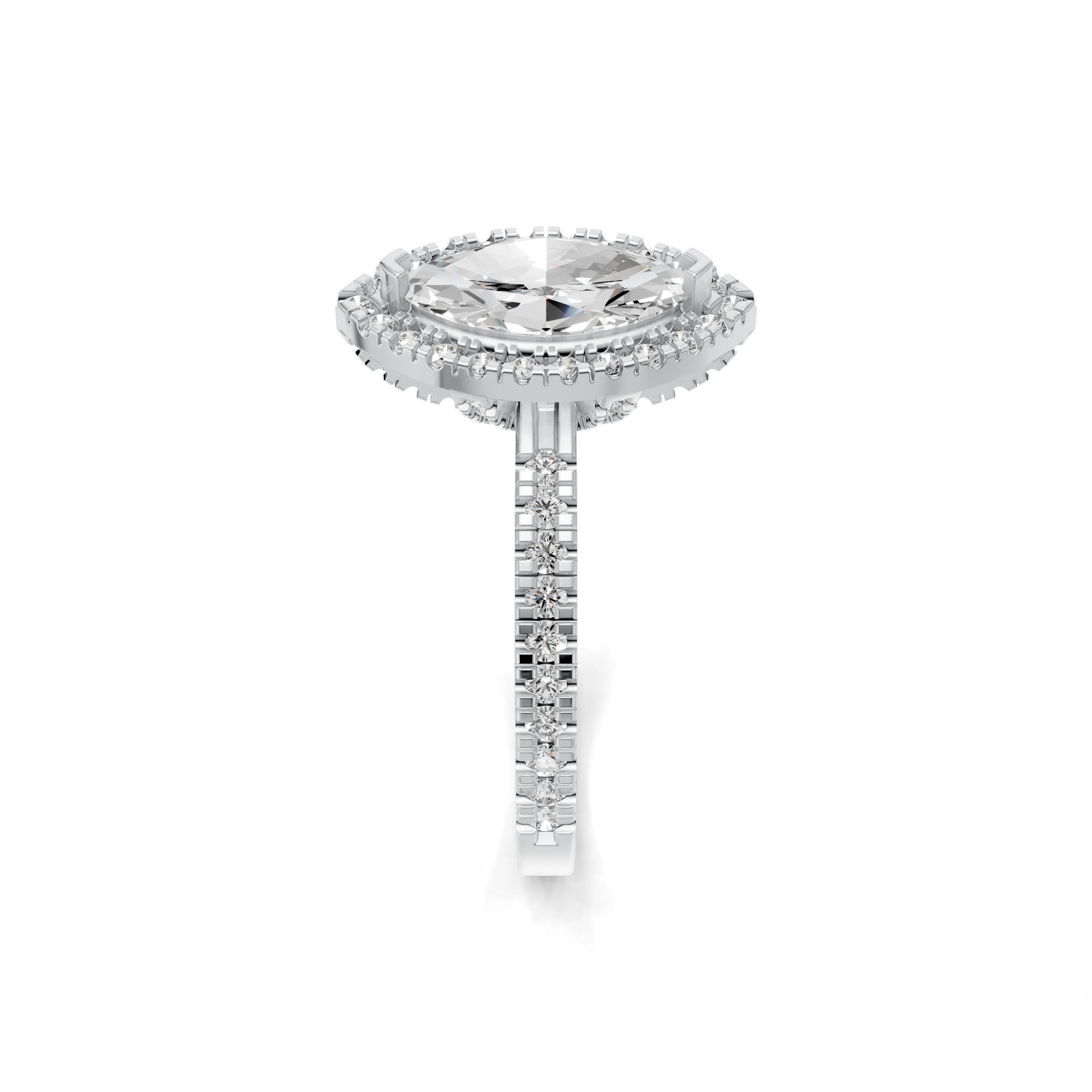 Pargold Solid Gold Majestic Marquise Halo Ring -Silver_Diamond_Diamond_Static_Silver