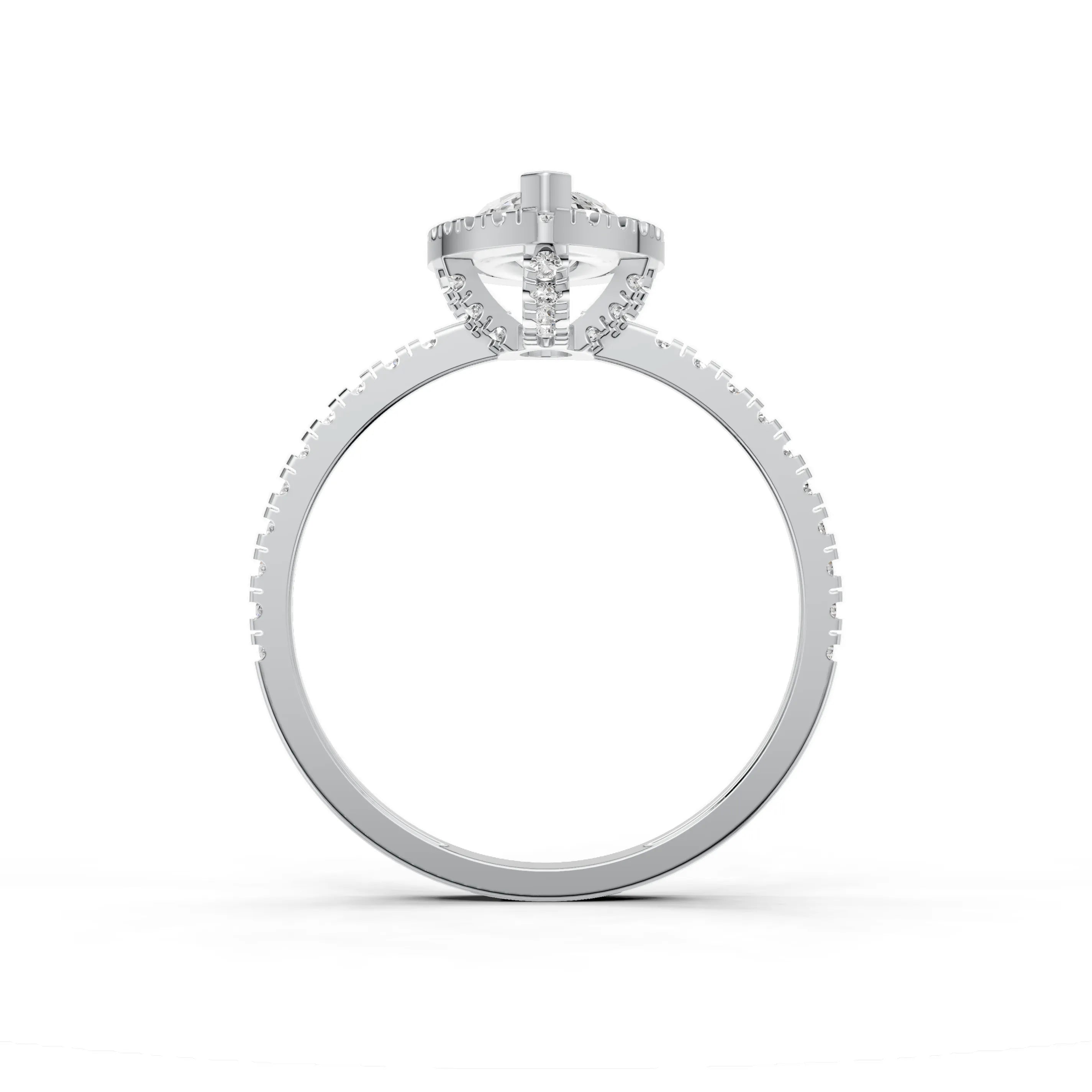 Pargold Solid Gold Majestic Marquise Halo Ring -Silver_Diamond_Diamond_Static_Silver