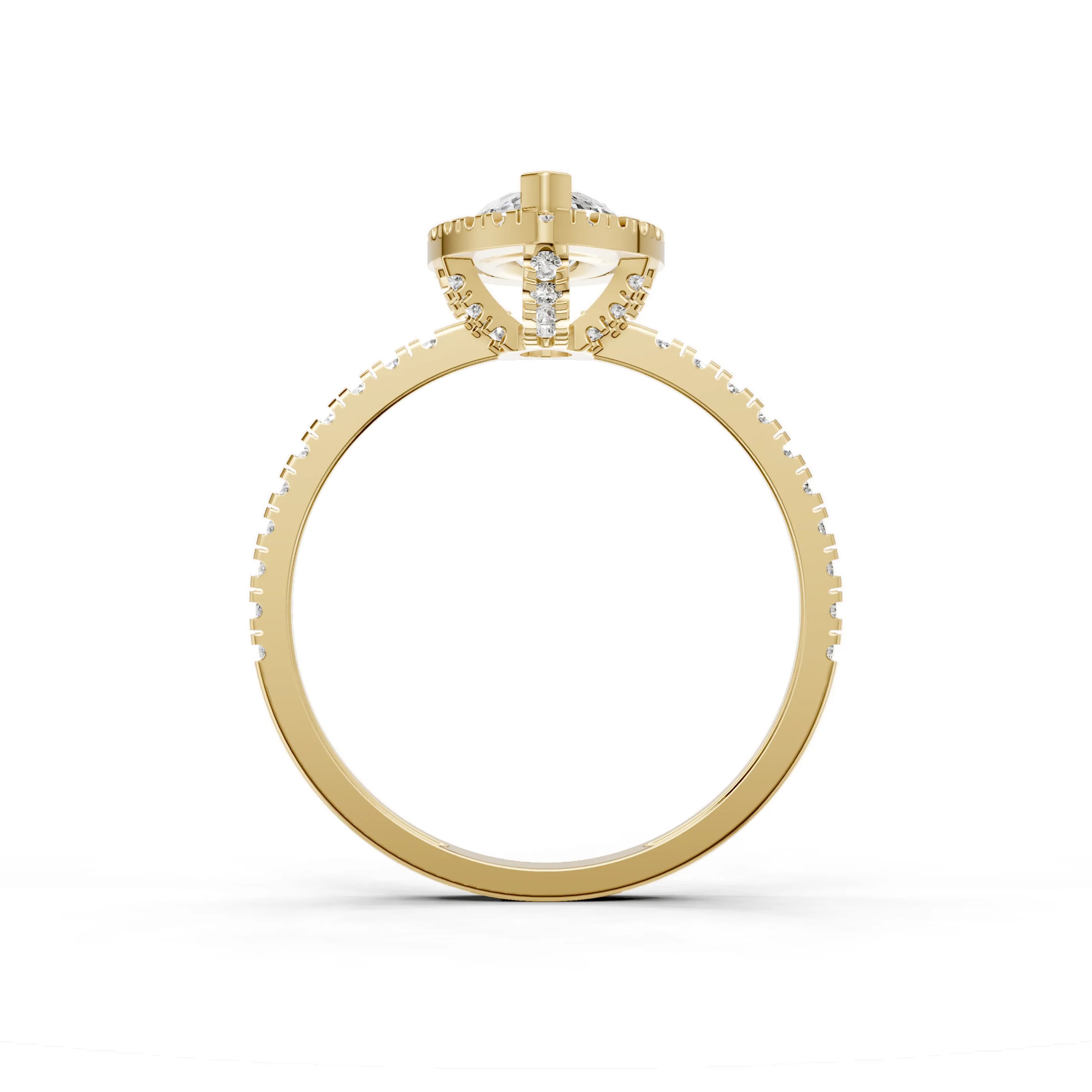 Pargold Solid Gold Majestic Marquise Halo Ring -Gold_Diamond_Diamond_Static_Gold