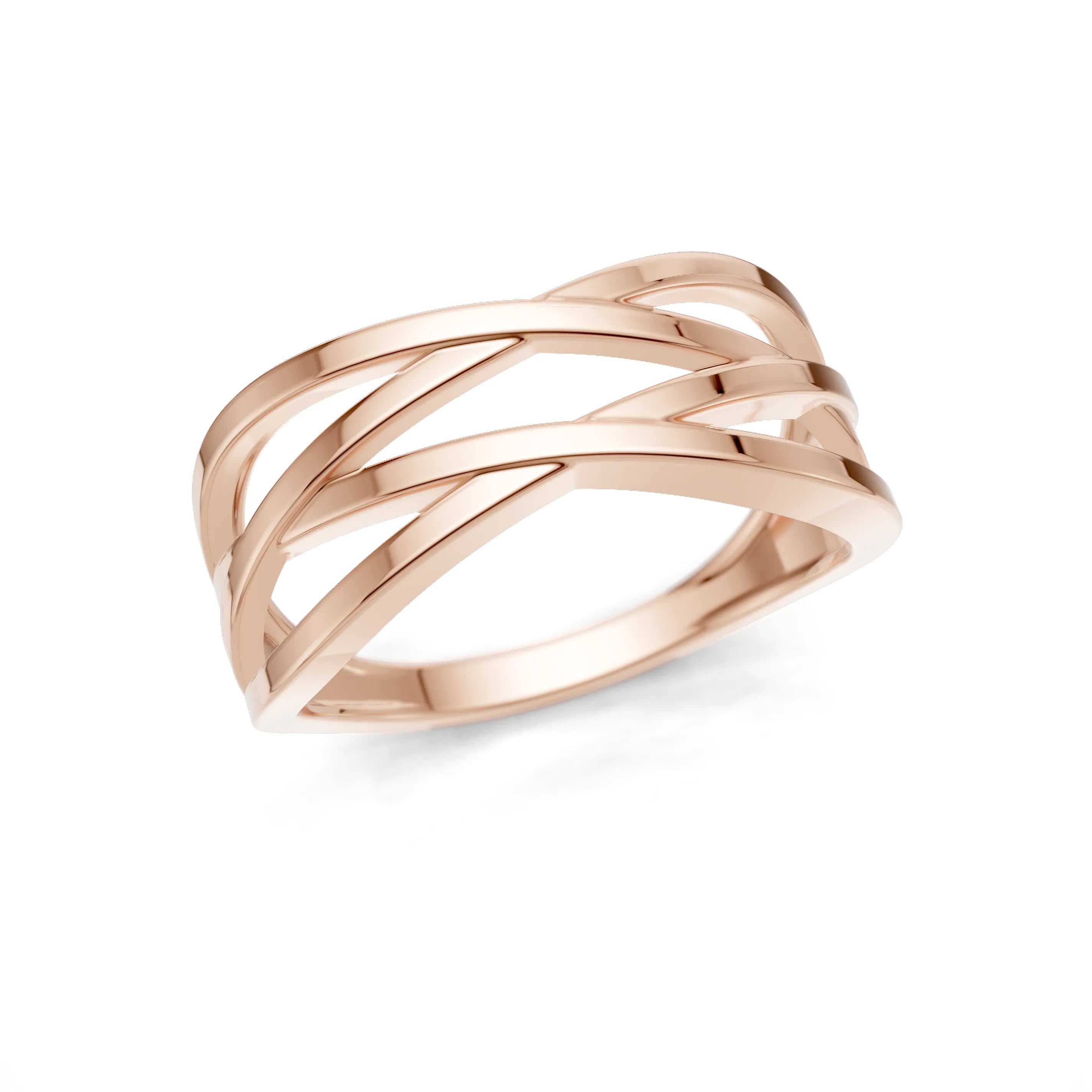 Pargold Solid Gold Modern Cascade Gold Ring -Rose_Static_Rose