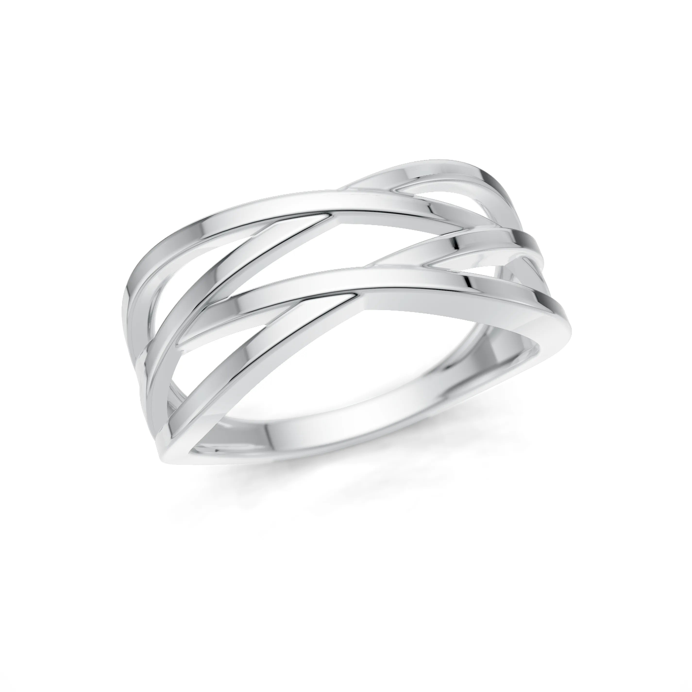 Pargold Solid Gold Modern Cascade Gold Ring -Silver_Static_Silver