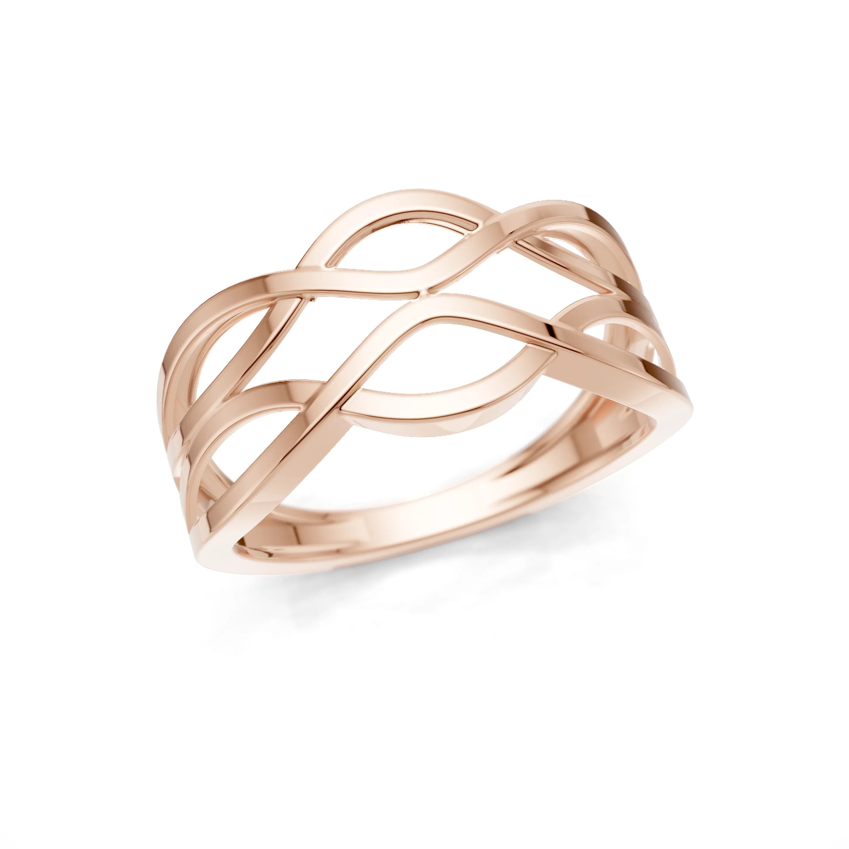 Pargold Solid Gold Elegant Infinity Wave Band -Rose_Static_Rose