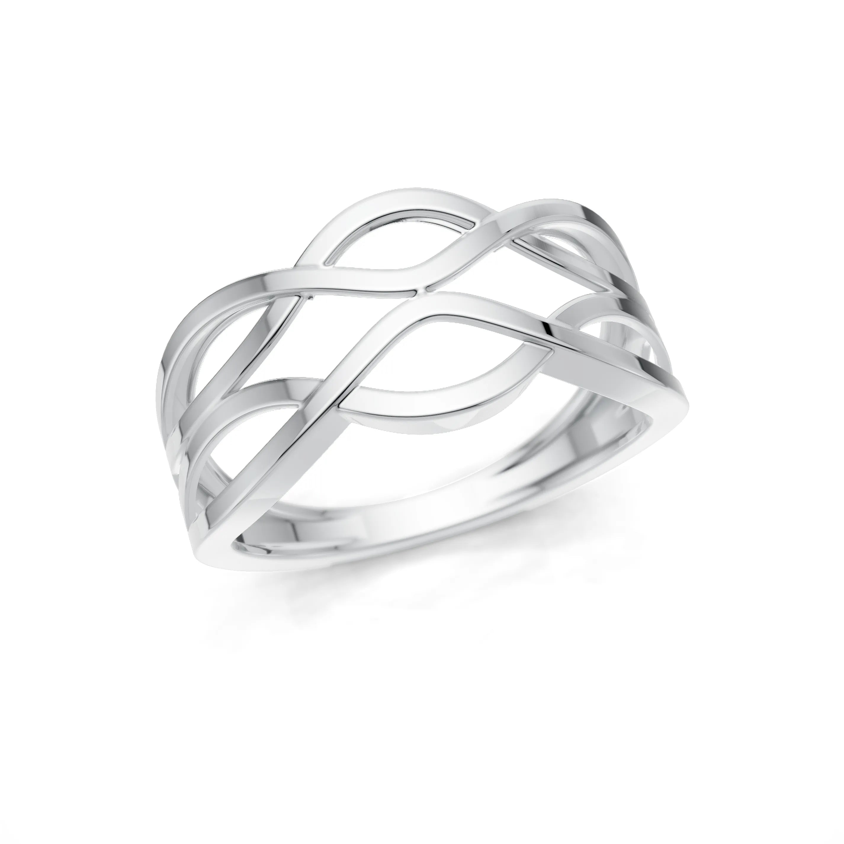 Pargold Solid Gold Elegant Infinity Wave Band -Silver_Static_Silver