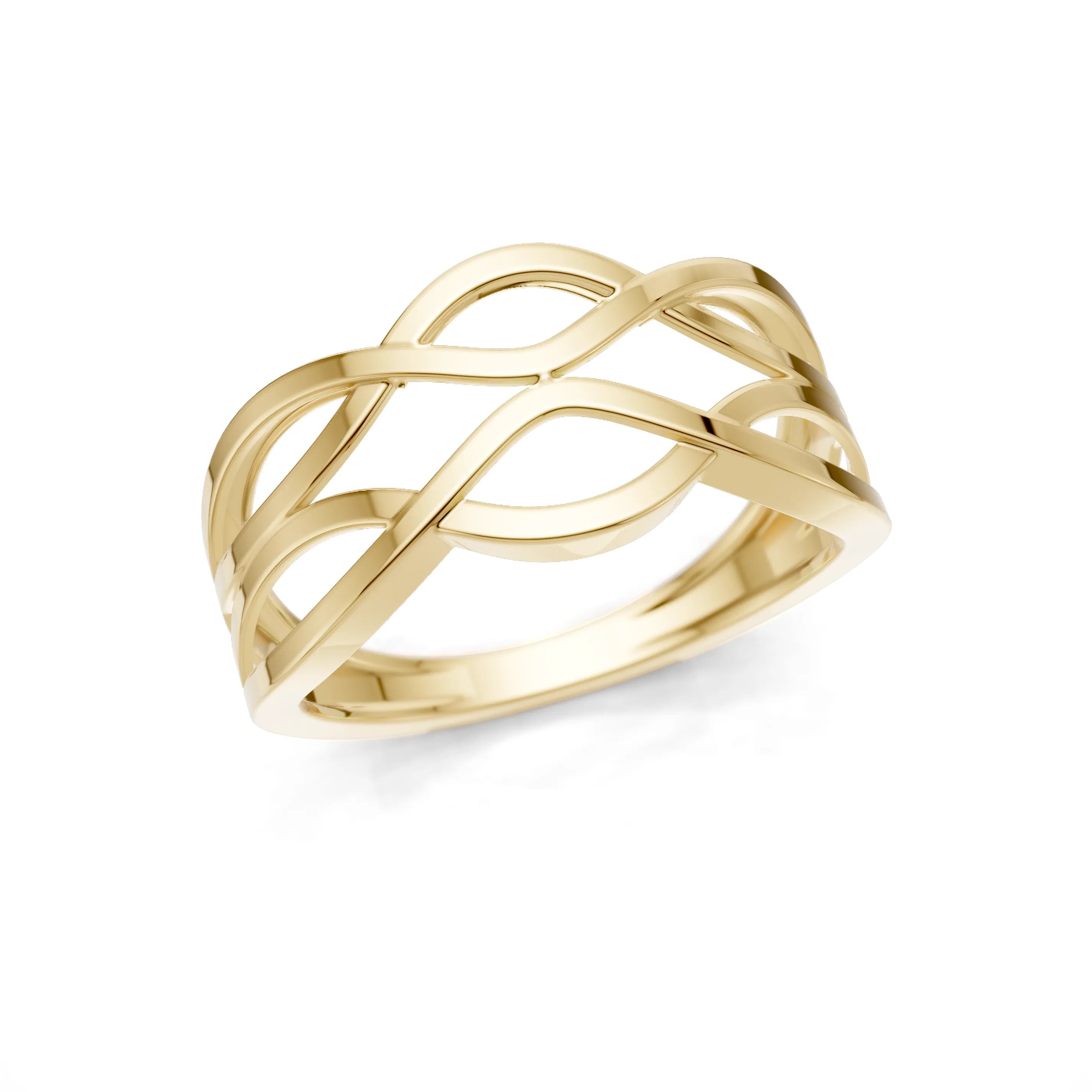 Pargold Solid Gold Elegant Infinity Wave Band -Gold_Static_Gold