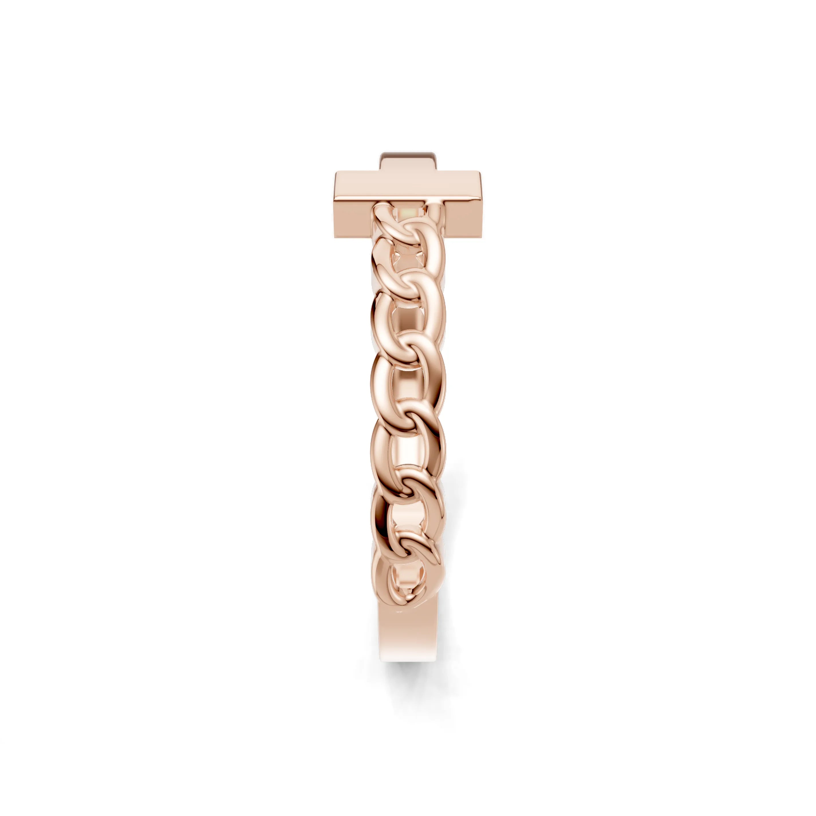 Pargold Solid Gold Chic Link Bar Ring -Rose_Static_Rose