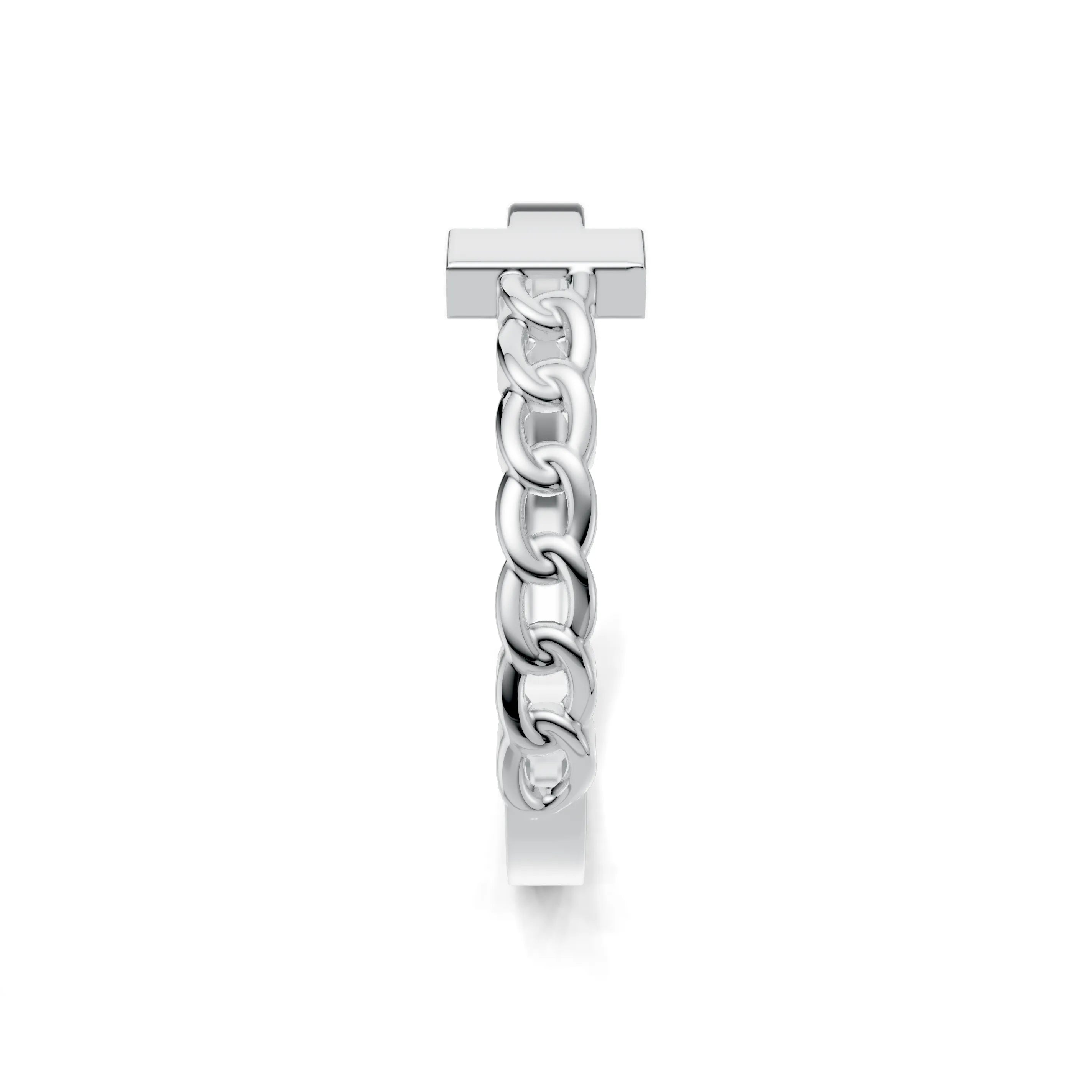 Pargold Solid Gold Chic Link Bar Ring -Silver_Static_Silver