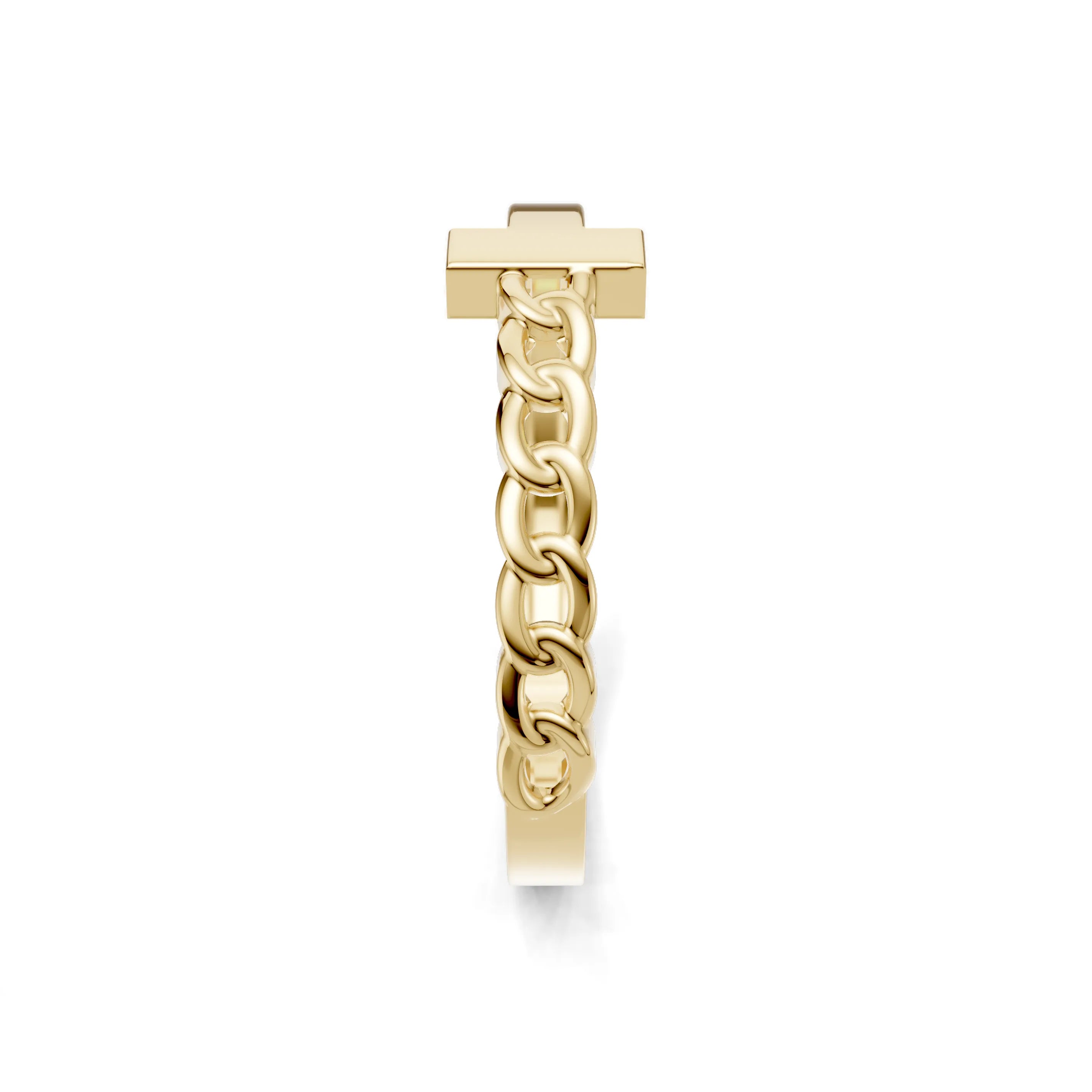 Pargold Solid Gold Chic Link Bar Ring -Gold_Static_Gold