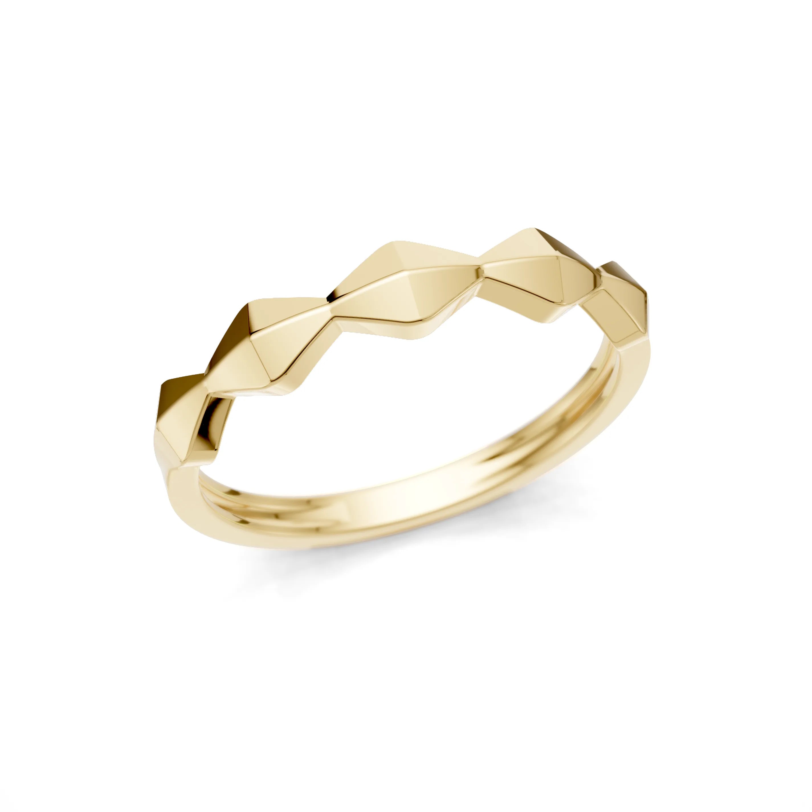 Pargold Solid Gold Lustrous Waveform Band -Gold_Static_Gold