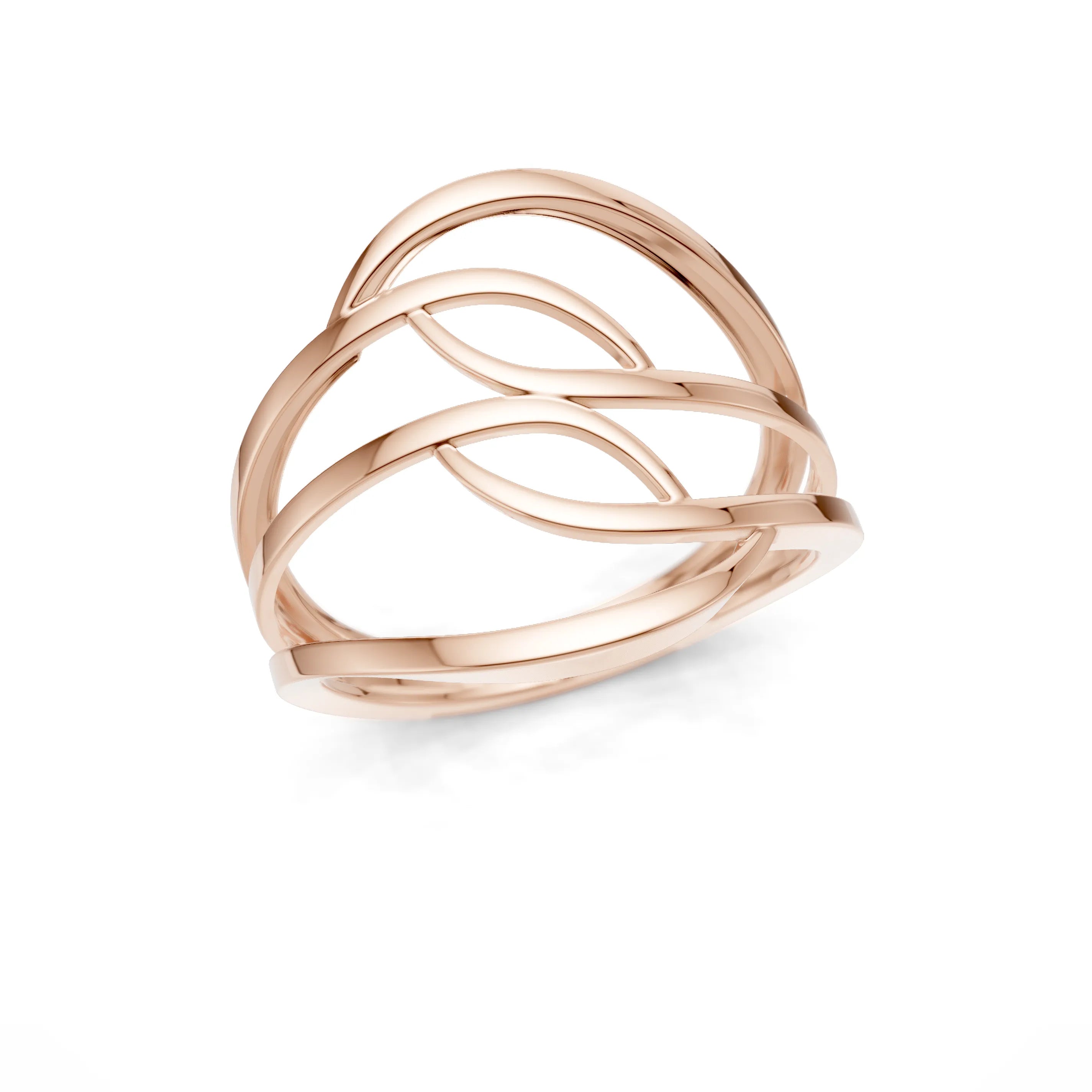 Pargold Solid Gold Luxe Serenity Twisted Leaf Ring -Rose_Static_Rose