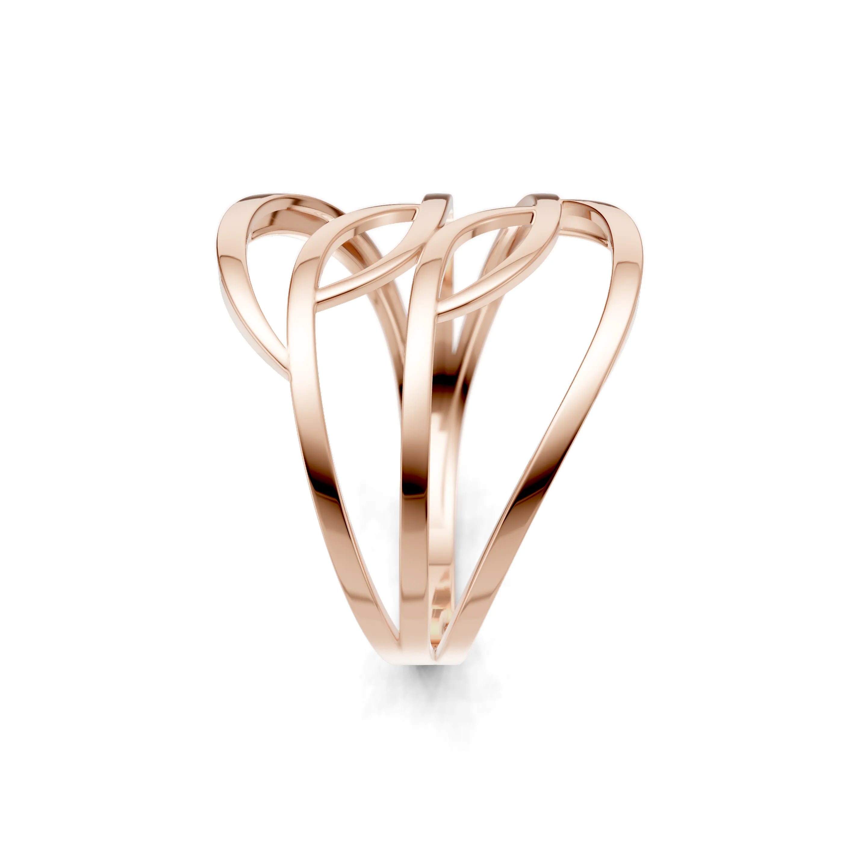 Pargold Solid Gold Luxe Serenity Twisted Leaf Ring -Rose_Static_Rose