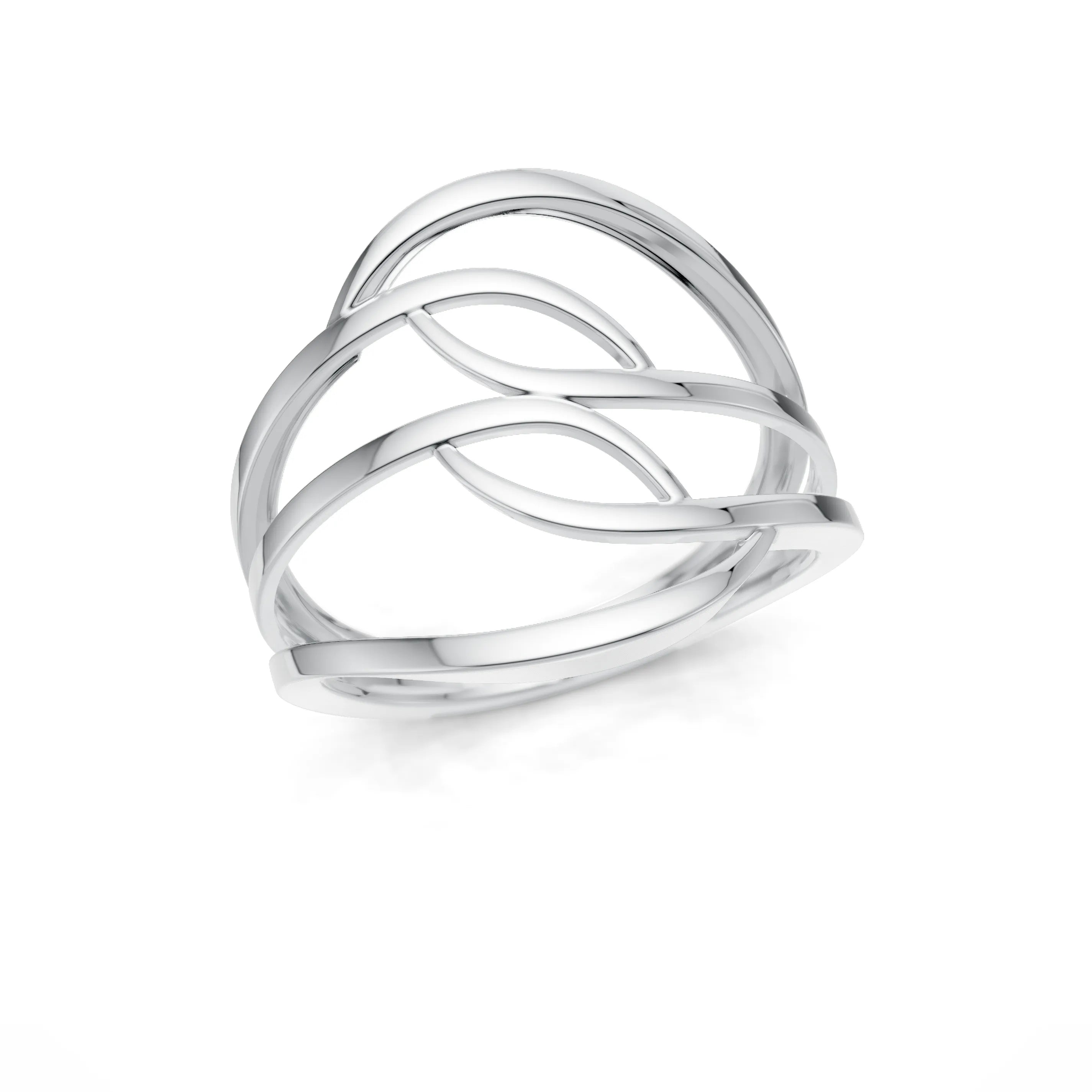 Pargold Solid Gold Luxe Serenity Twisted Leaf Ring -Silver_Static_Silver