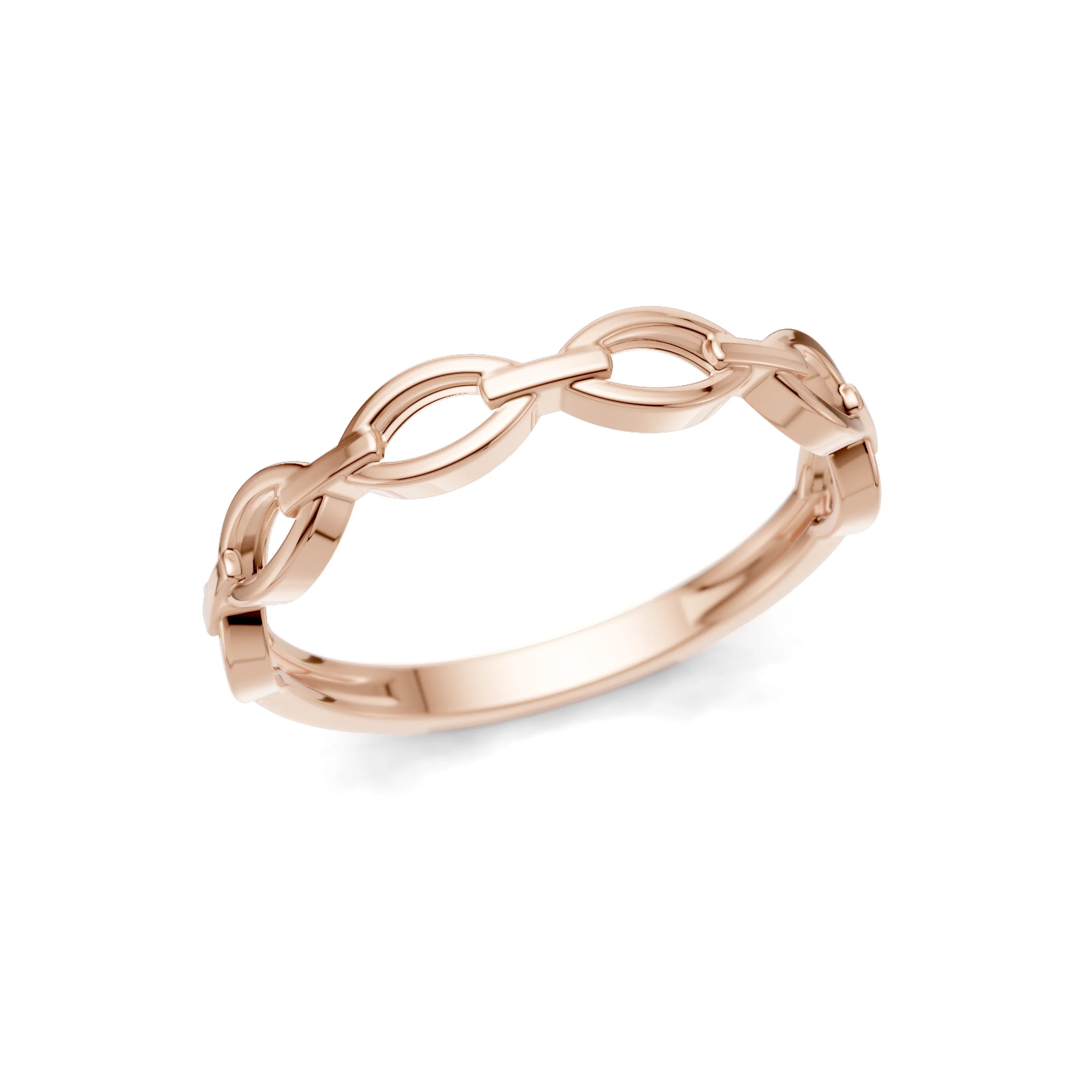 Pargold Solid Gold Elegant Link Diamond Band -Rose_Static_Rose