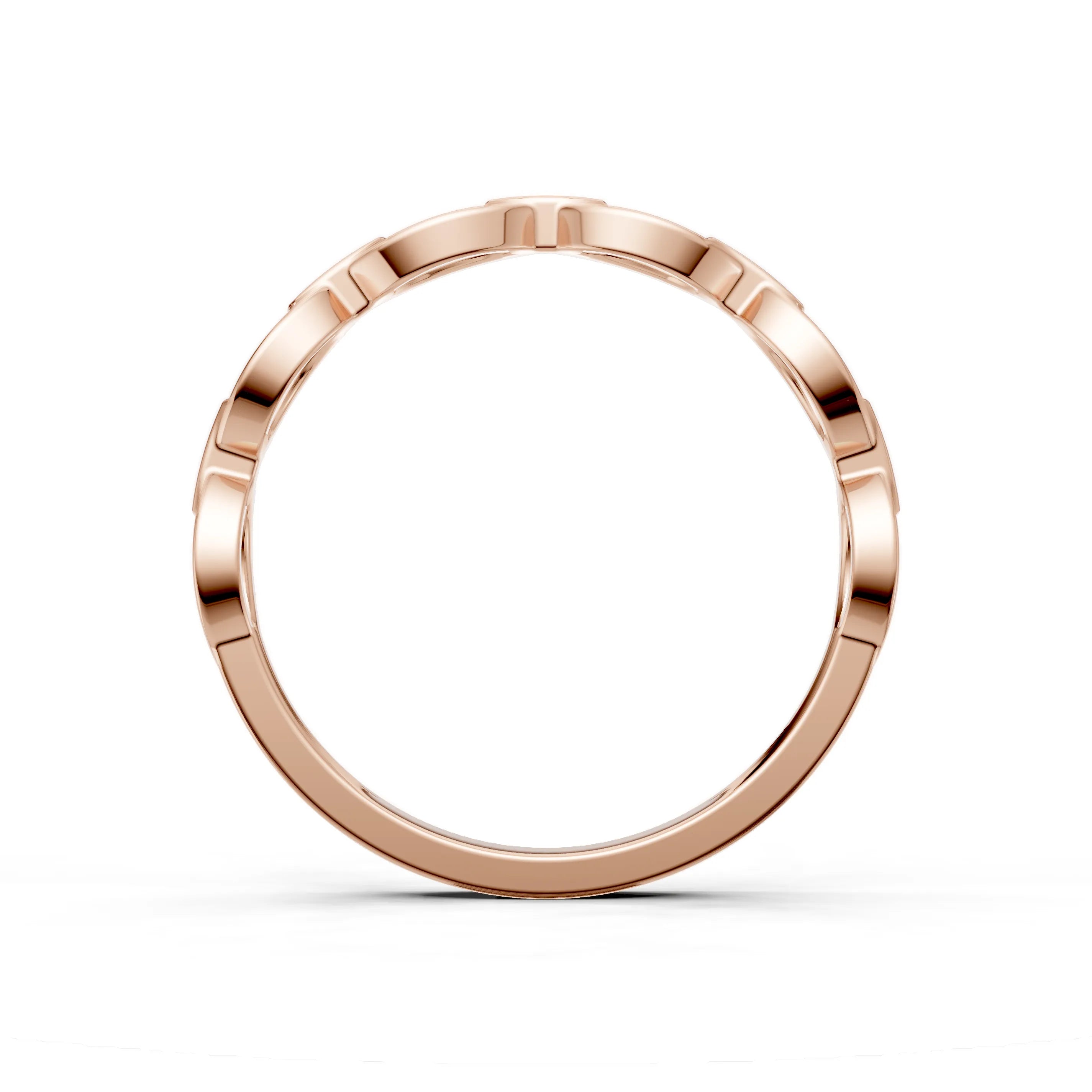 Pargold Solid Gold Elegant Link Diamond Band -Rose_Static_Rose