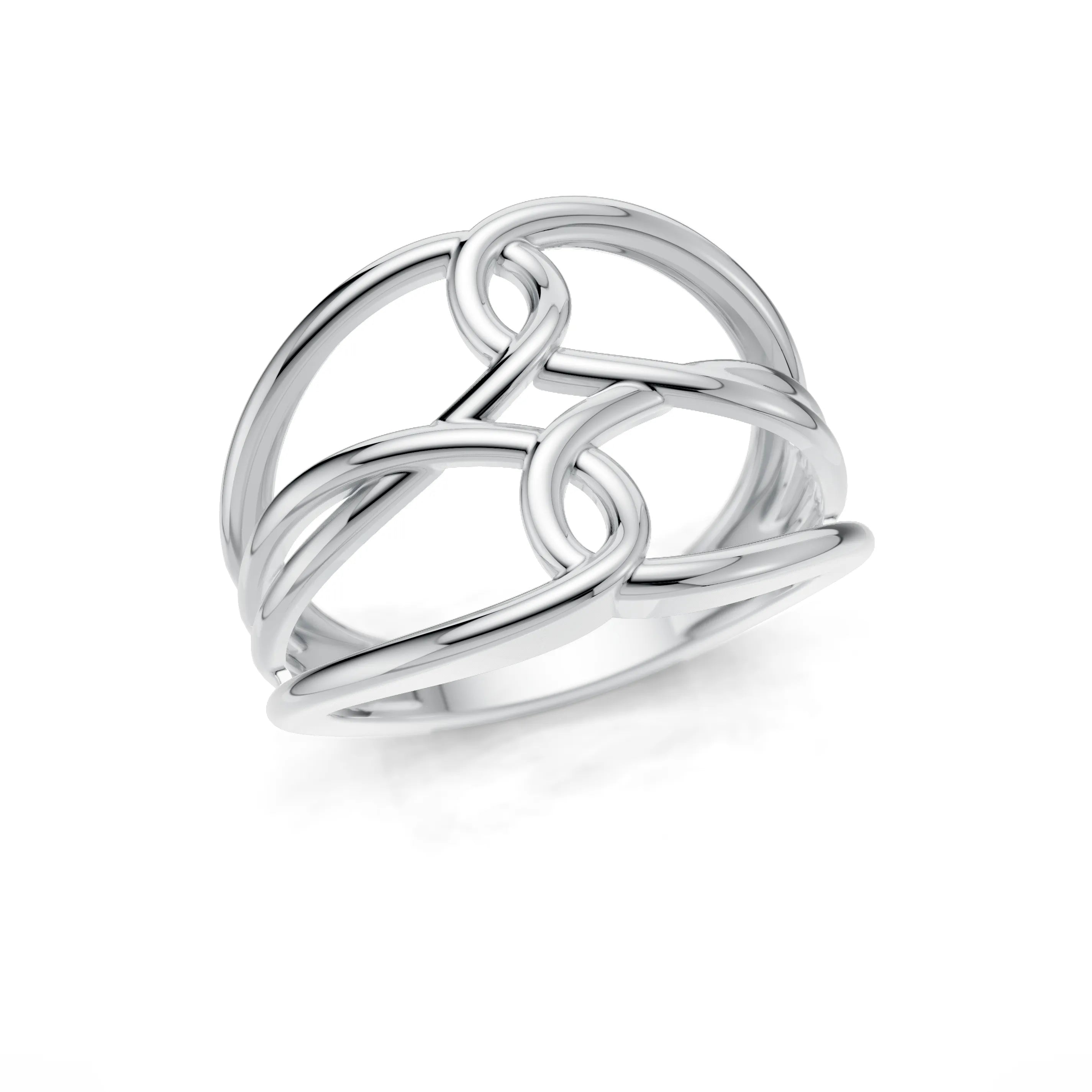 Pargold Solid Gold Twisted Elegance Infinity Ring -Silver_Static_Silver