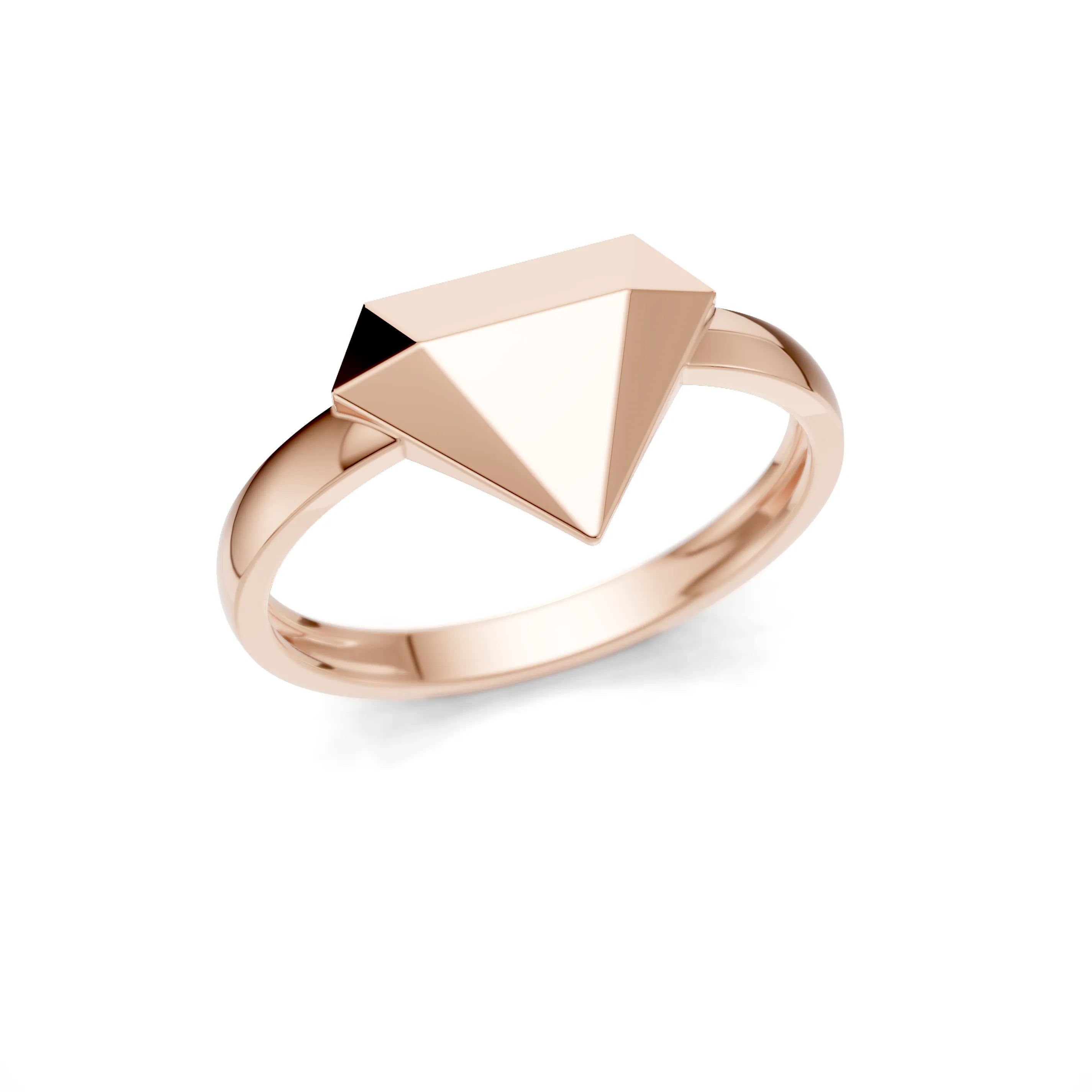 Pargold Solid Gold Angular Elegance Pyramid Ring -Rose_Static_Rose