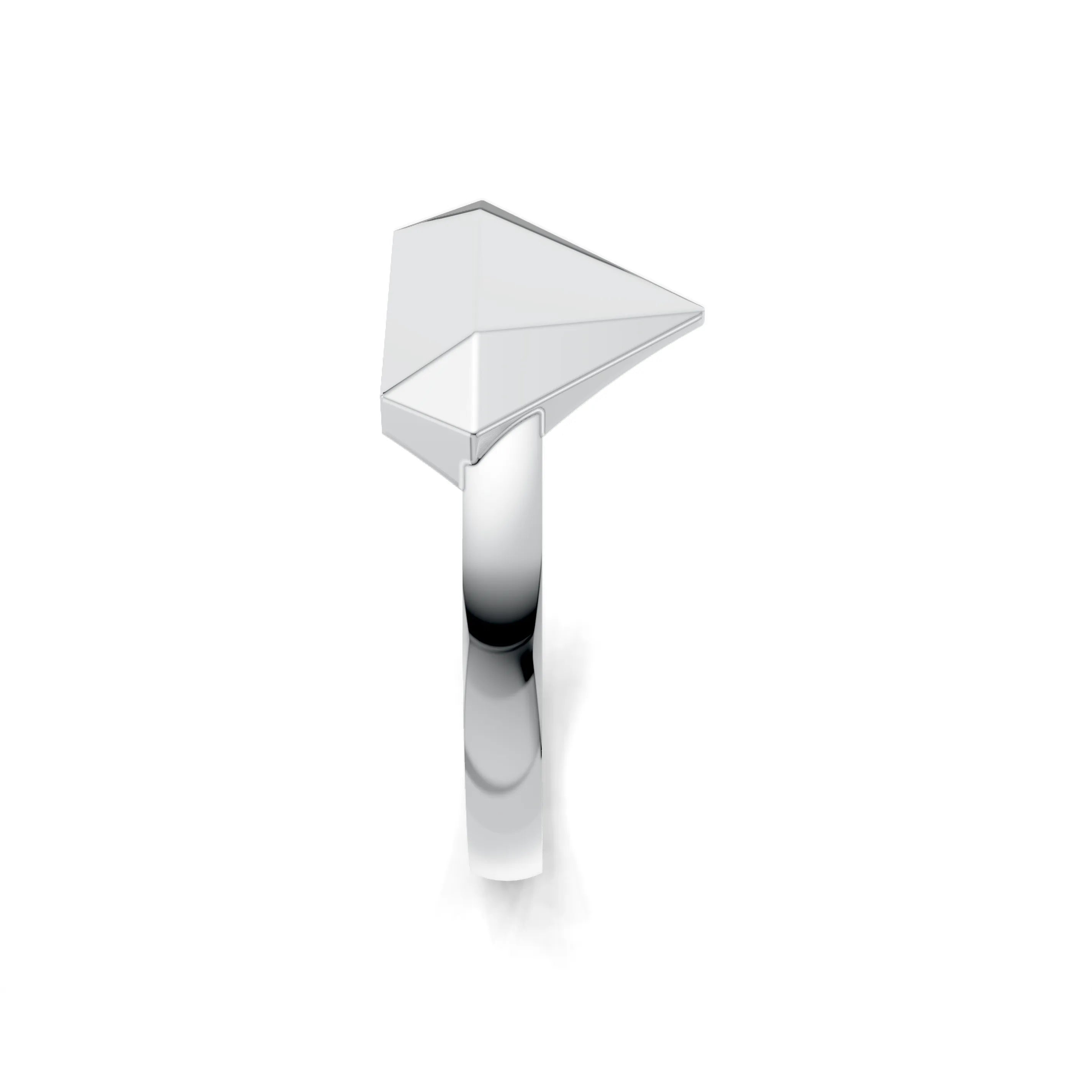 Pargold Solid Gold Angular Elegance Pyramid Ring -Silver_Static_Silver