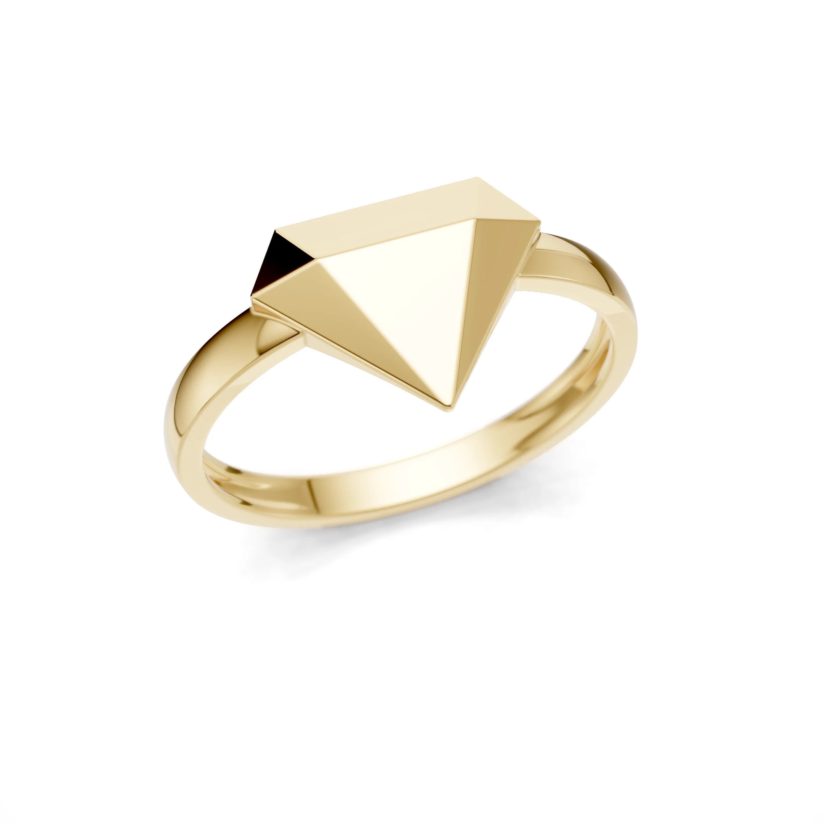 Pargold Solid Gold Angular Elegance Pyramid Ring -Gold_Static_Gold