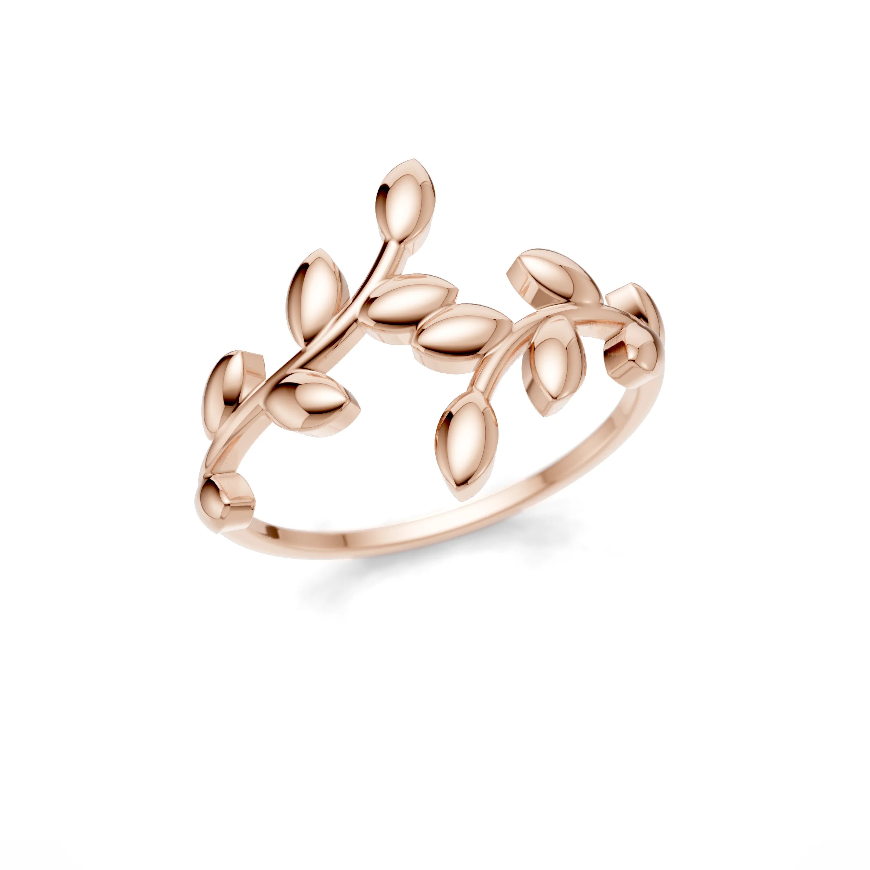 Pargold Solid Gold Golden Serenity Leaf Ring -Rose_Static_Rose