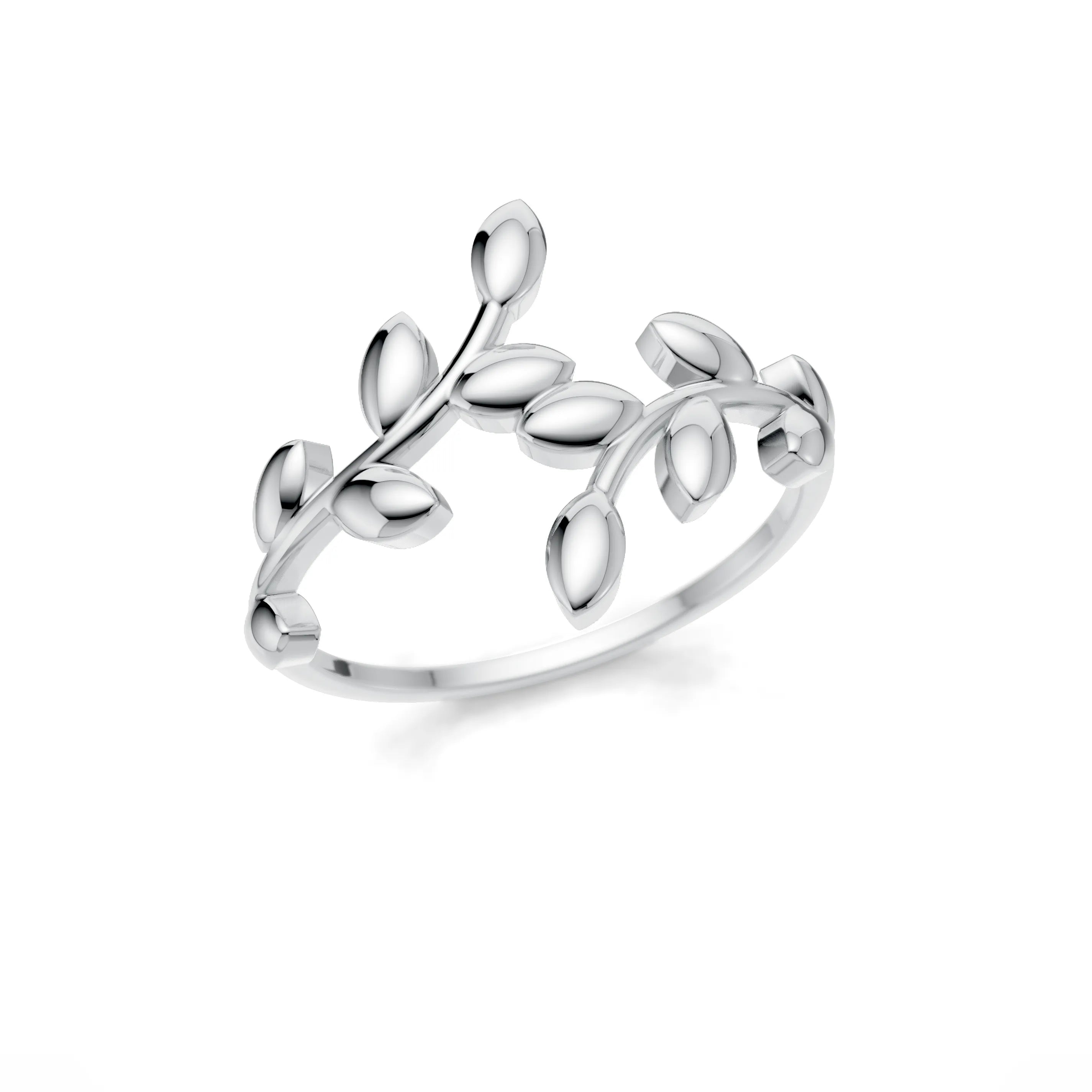 Pargold Solid Gold Golden Serenity Leaf Ring -Silver_Static_Silver