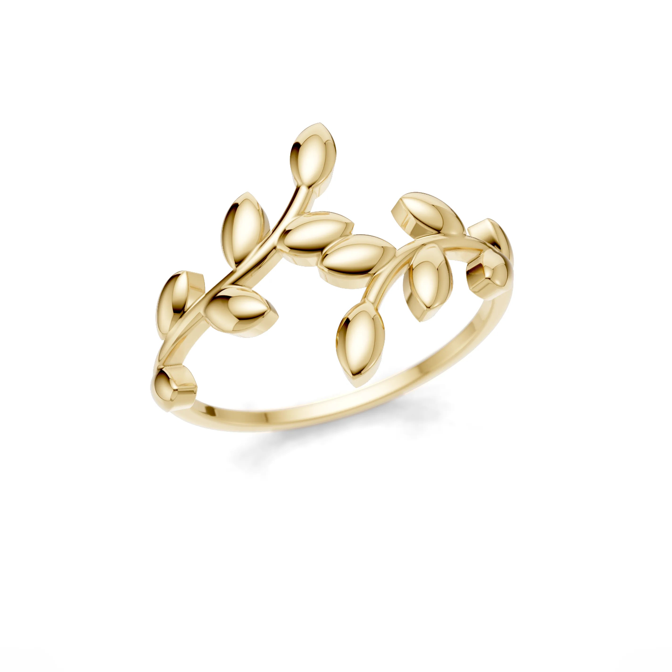 Pargold Solid Gold Golden Serenity Leaf Ring -Gold_Static_Gold