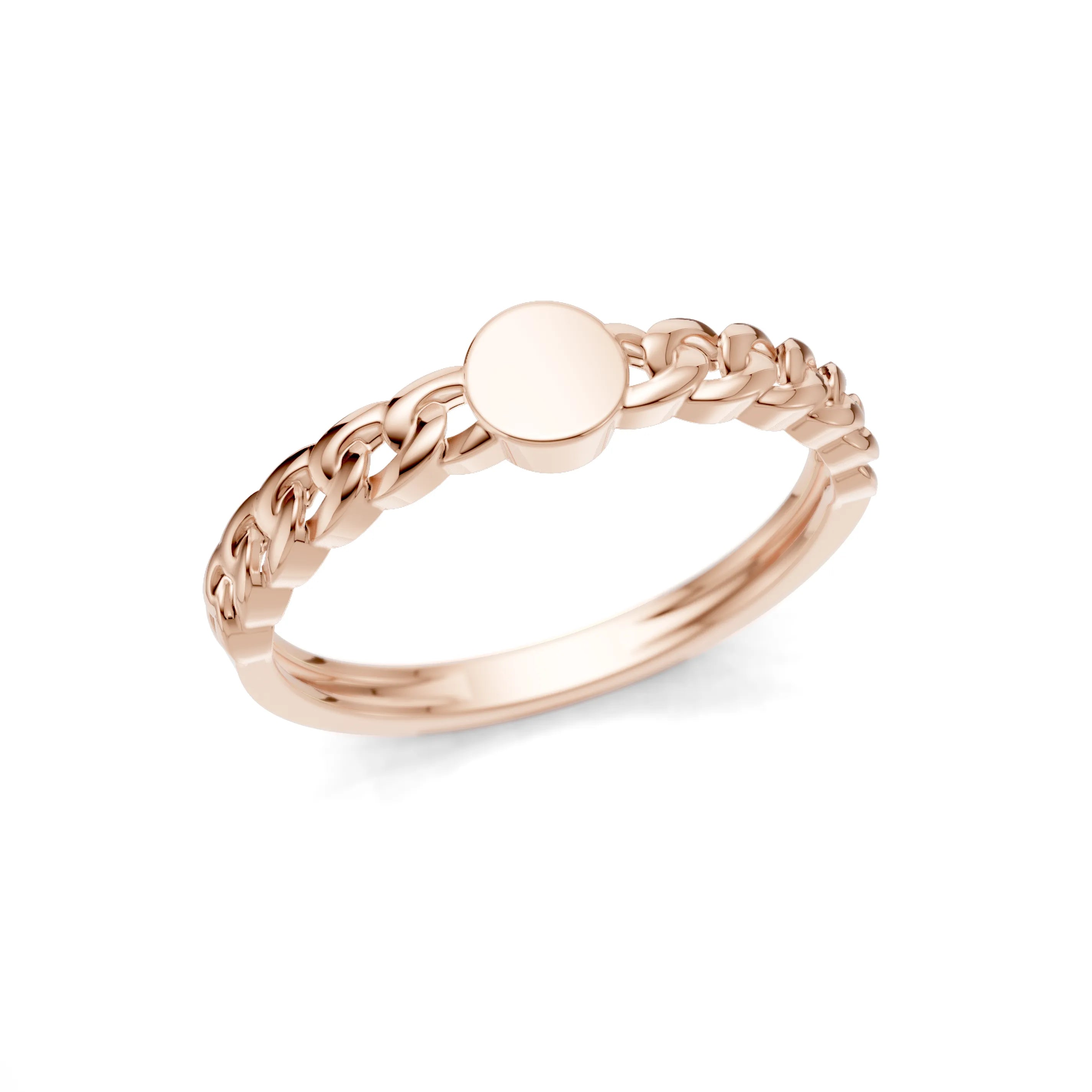 Pargold Solid Gold Luxe Twisted Band Emblem Ring -Rose_Static_Rose