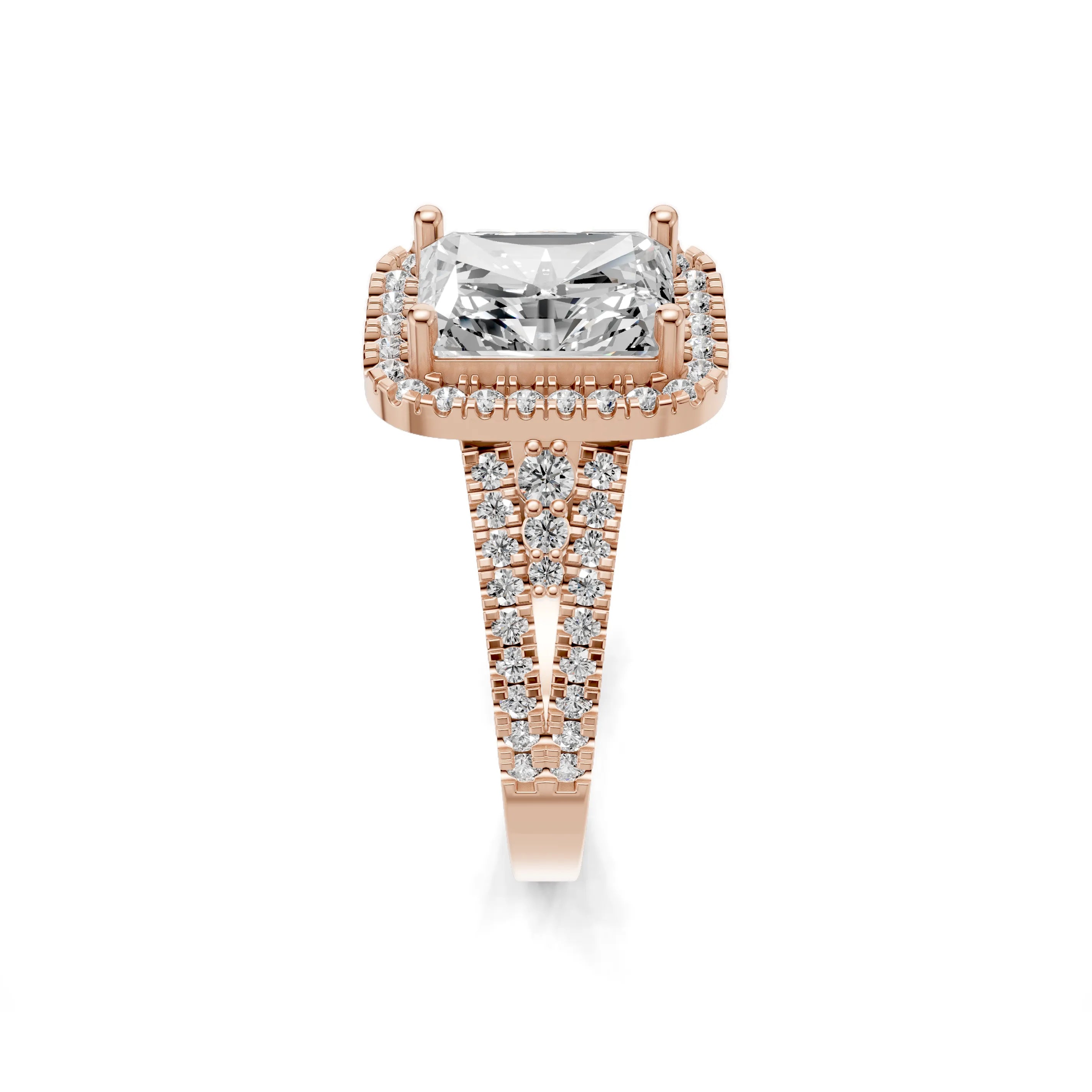 Pargold Solid Gold Radiant Geometric Halo Ring -Rose_Diamond_Diamond_Static_Rose