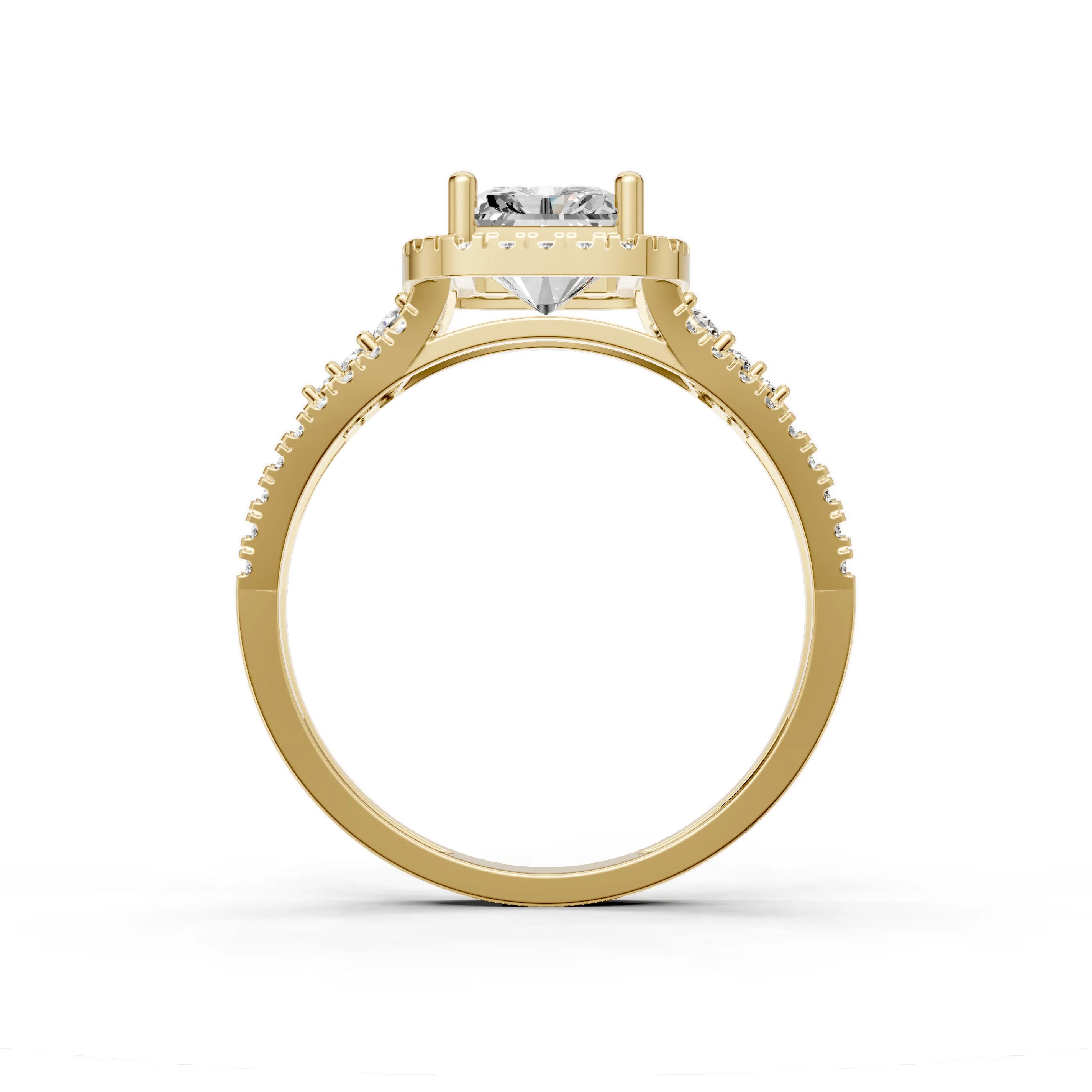 Pargold Solid Gold Radiant Geometric Halo Ring -Gold_Diamond_Diamond_Static_Gold